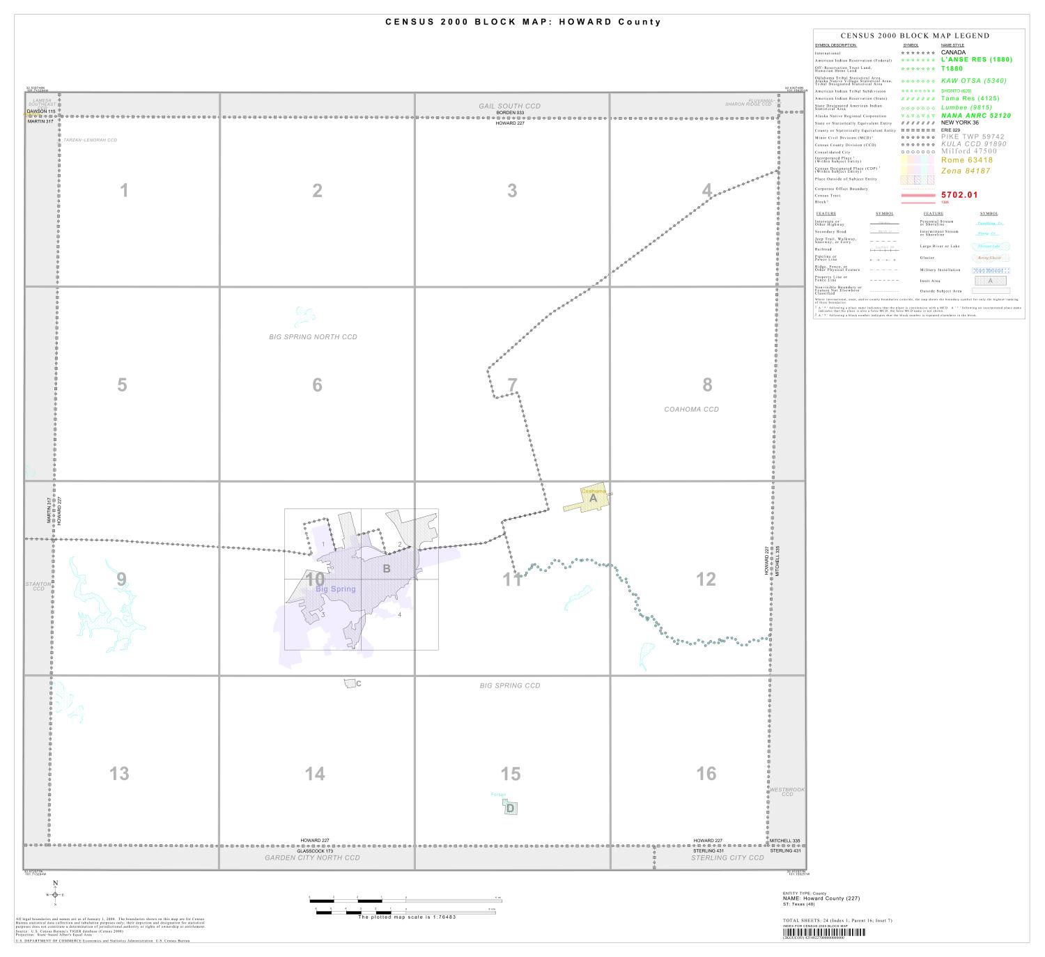 2000 Census County Block Map Howard County, Index The Portal to Texas History