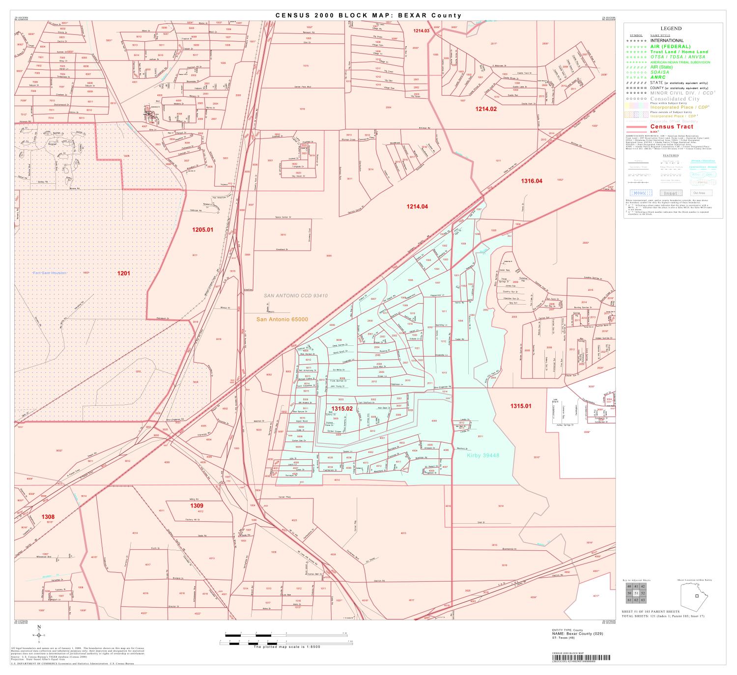 Bexar County Cad Map 2000 Census County Block Map Bexar County, Block 51 Side 1 of 1