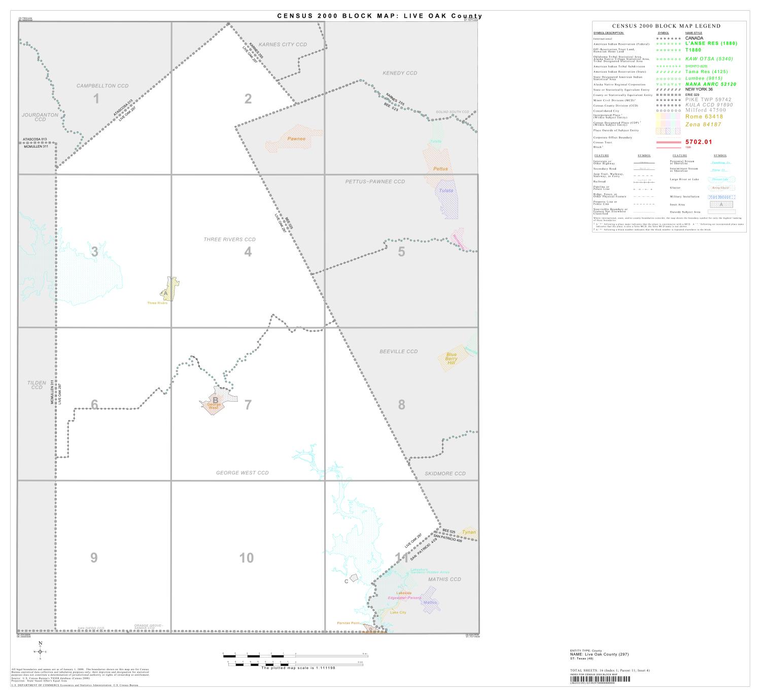 2000 Census County Block Map Live Oak County, Index The Portal to