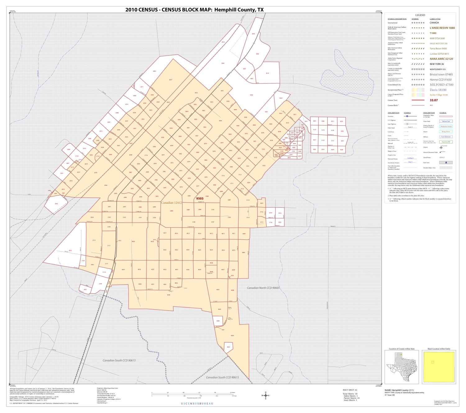 2010 Census County Block Map Hemphill County, Inset A01 The Portal to Texas History