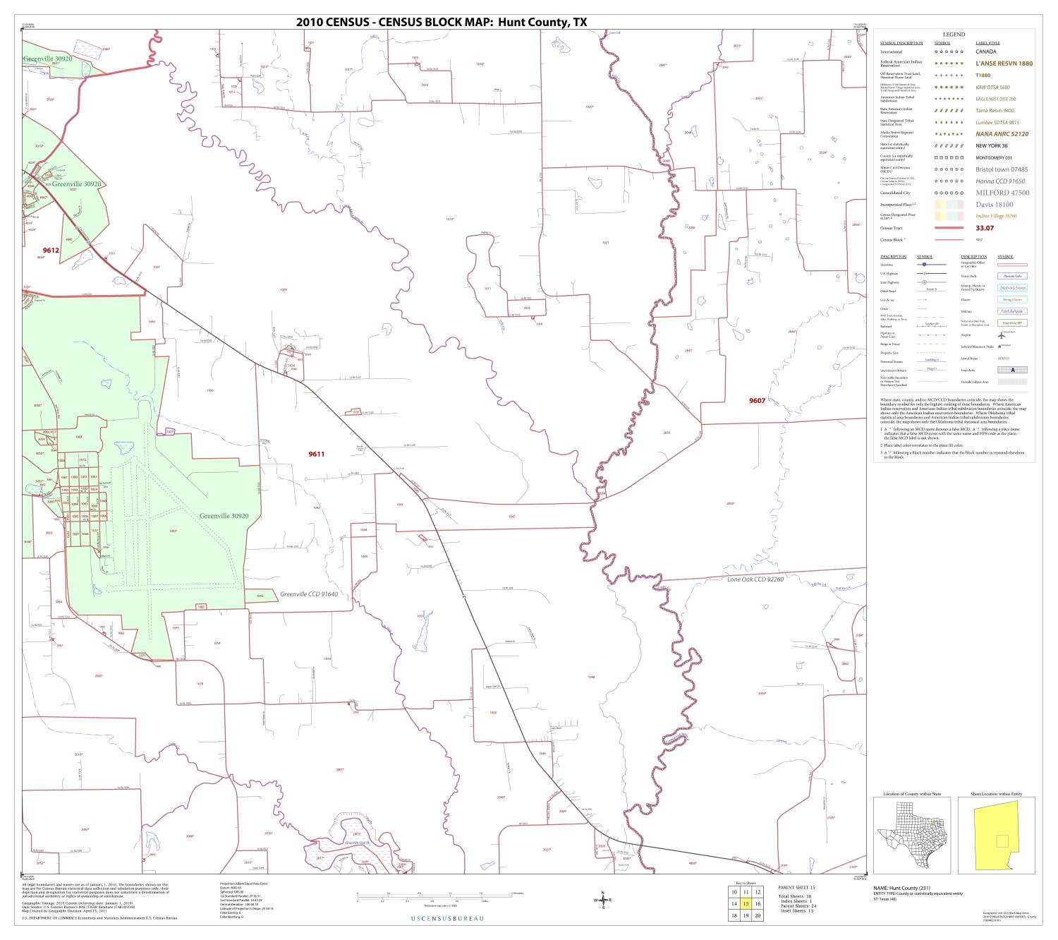 2010 Census County Block Map Hunt County, Block 15 The Portal to