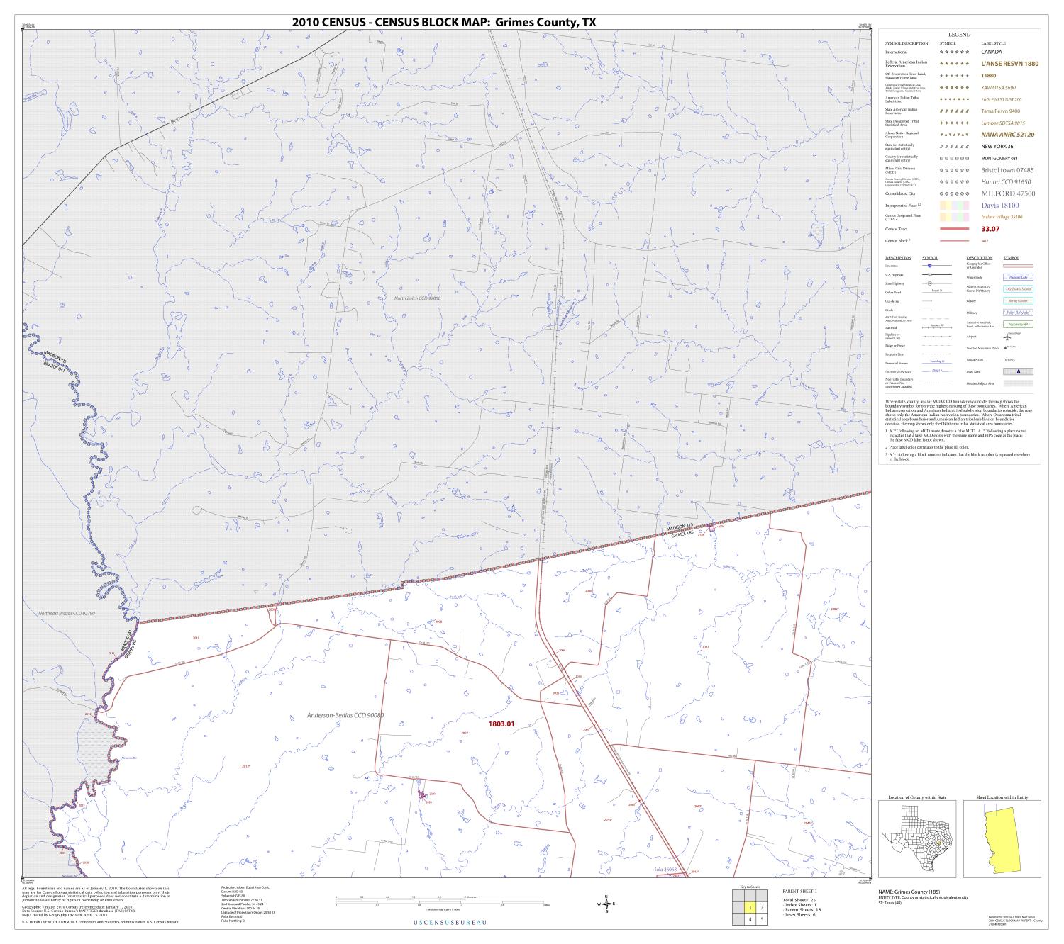 2010 Census County Block Map Grimes County, Block 1 The Portal to