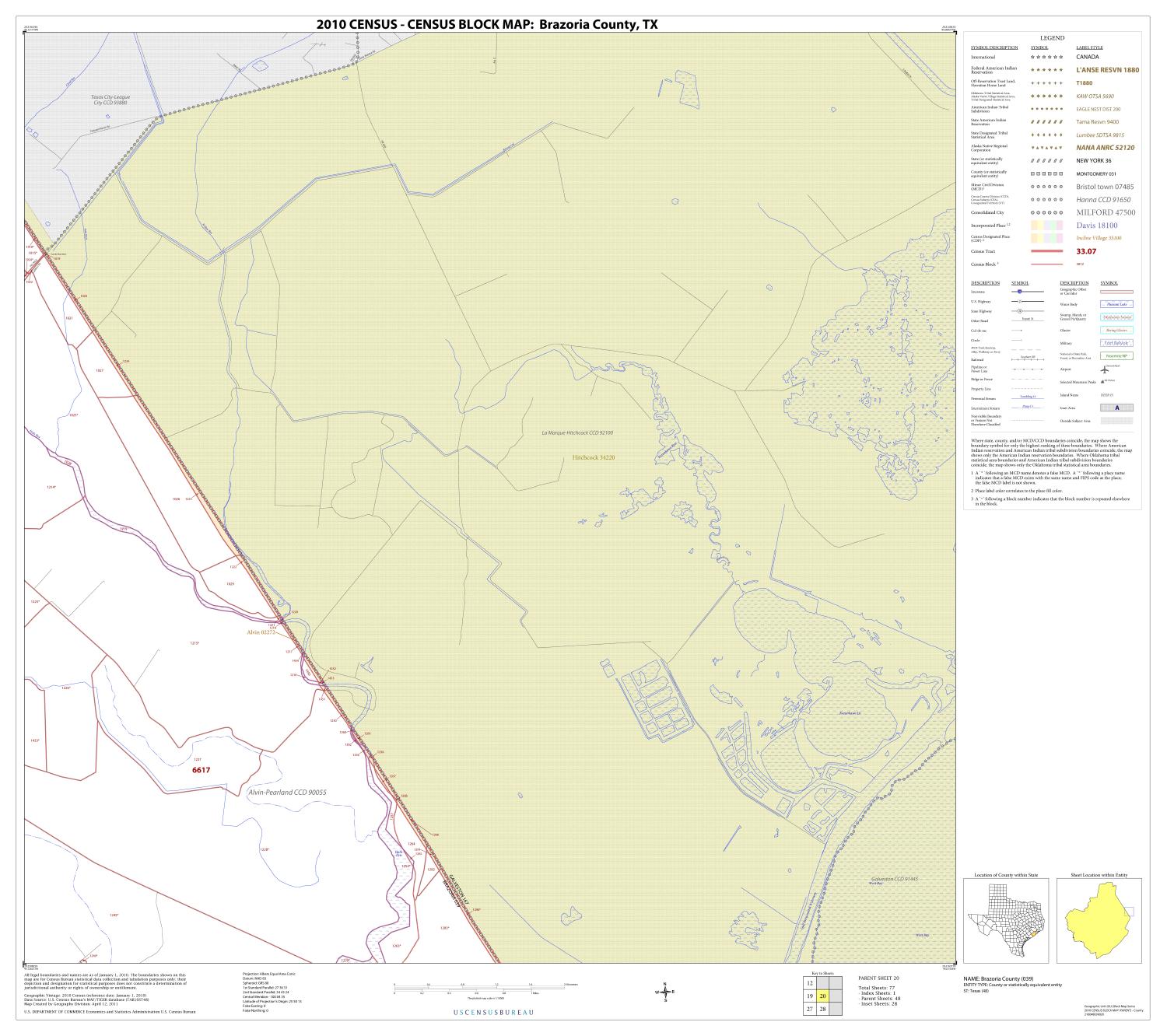 2010 Census County Block Map Brazoria County, Block 20 Side 1 of 1
