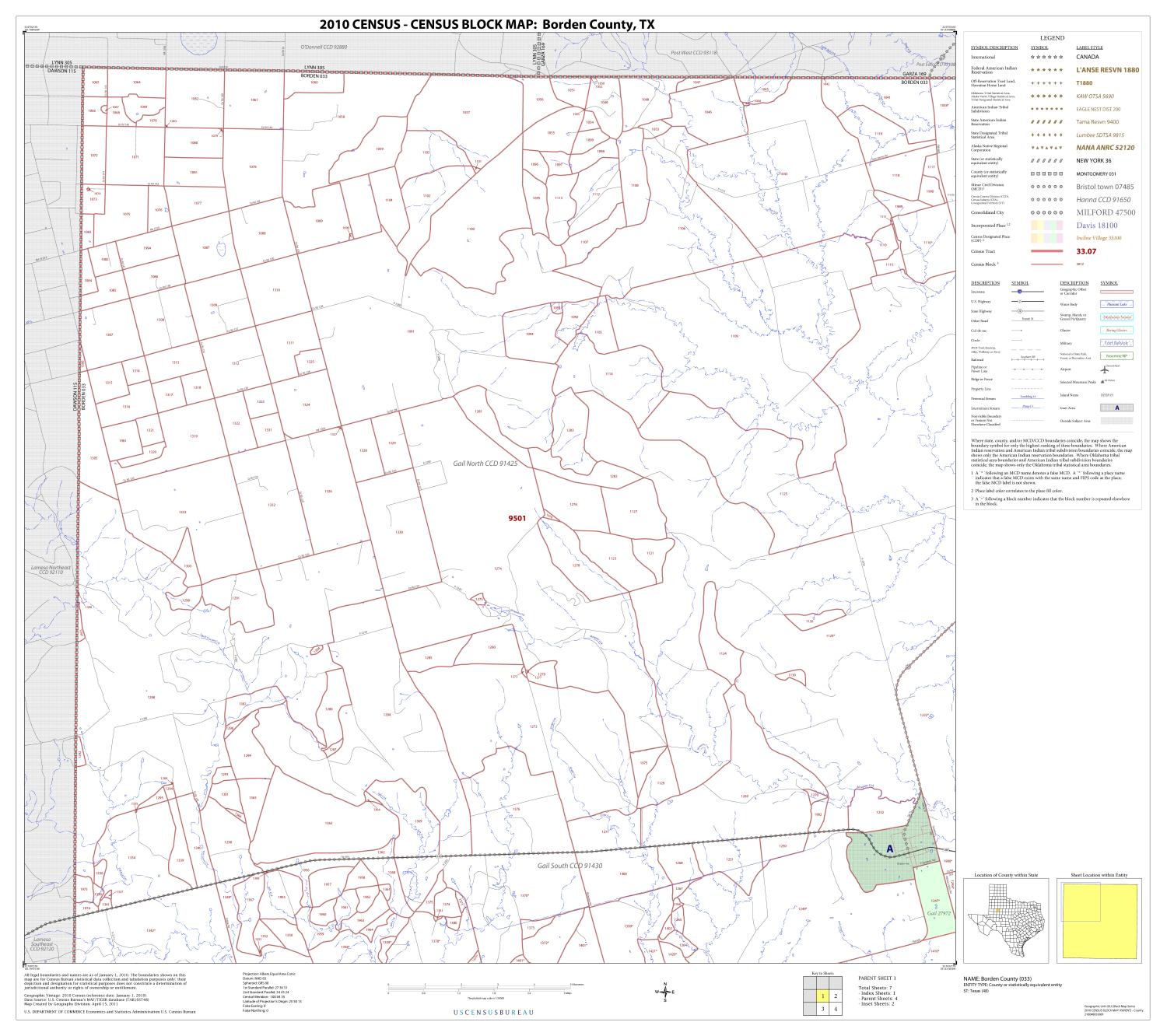 2010 Census County Block Map Borden County, Block 1 The Portal to