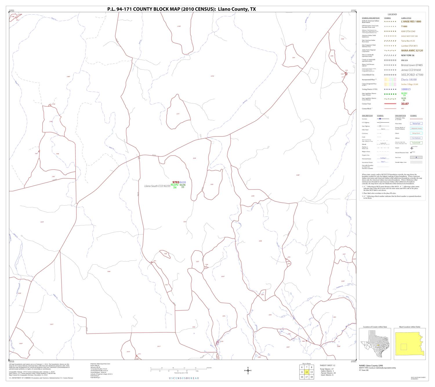 P.L. 94171 County Block Map (2010 Census) Llano County, Block 12 The Portal to Texas History