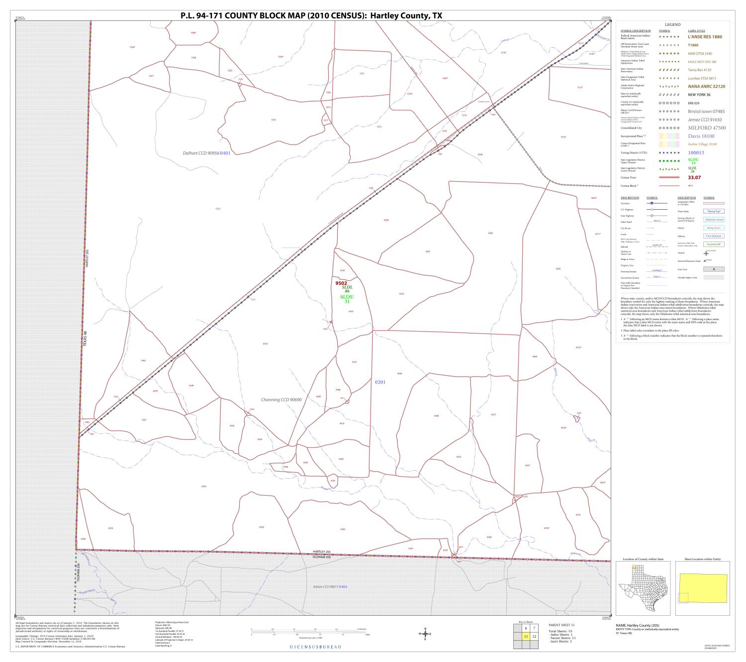P.L. 94171 County Block Map (2010 Census) Hartley County, Block 11