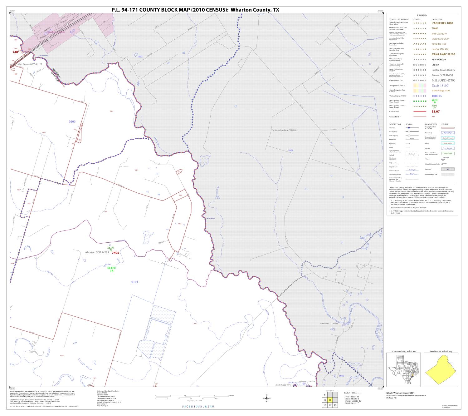 P.L. 94171 County Block Map (2010 Census) Wharton County, Block 11