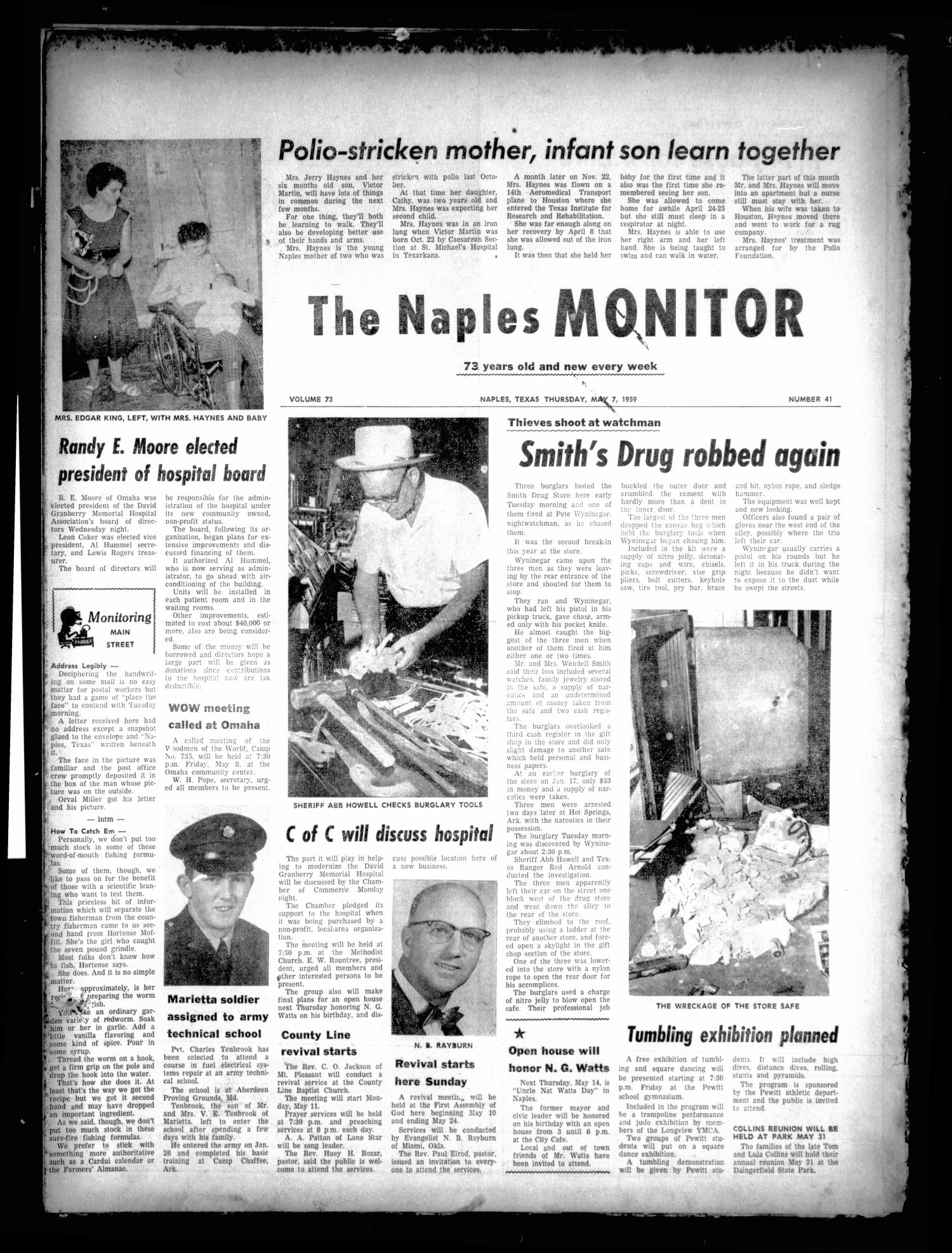 The Naples Monitor (Naples, Tex.), Vol. 73, No. 41, Ed. 1 Thursday, May