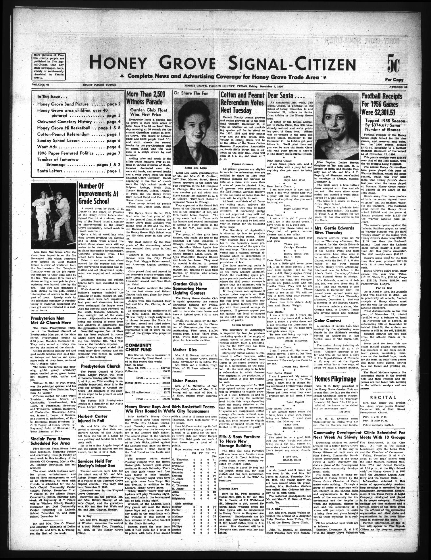 Honey Grove SignalCitizen (Honey Grove, Tex.), Vol. 66, No. 48, Ed. 1