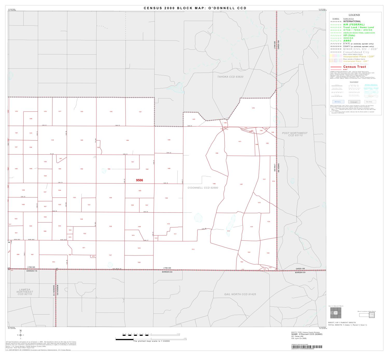 2000 Census County Subdivison Block Map O'Donnell CCD, Texas, Block 3