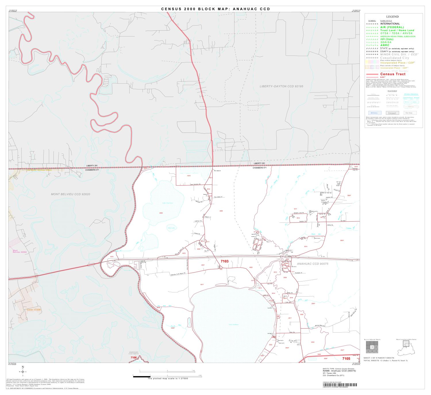 2000 Census County Subdivison Block Map Anahuac CCD, Texas, Block 1