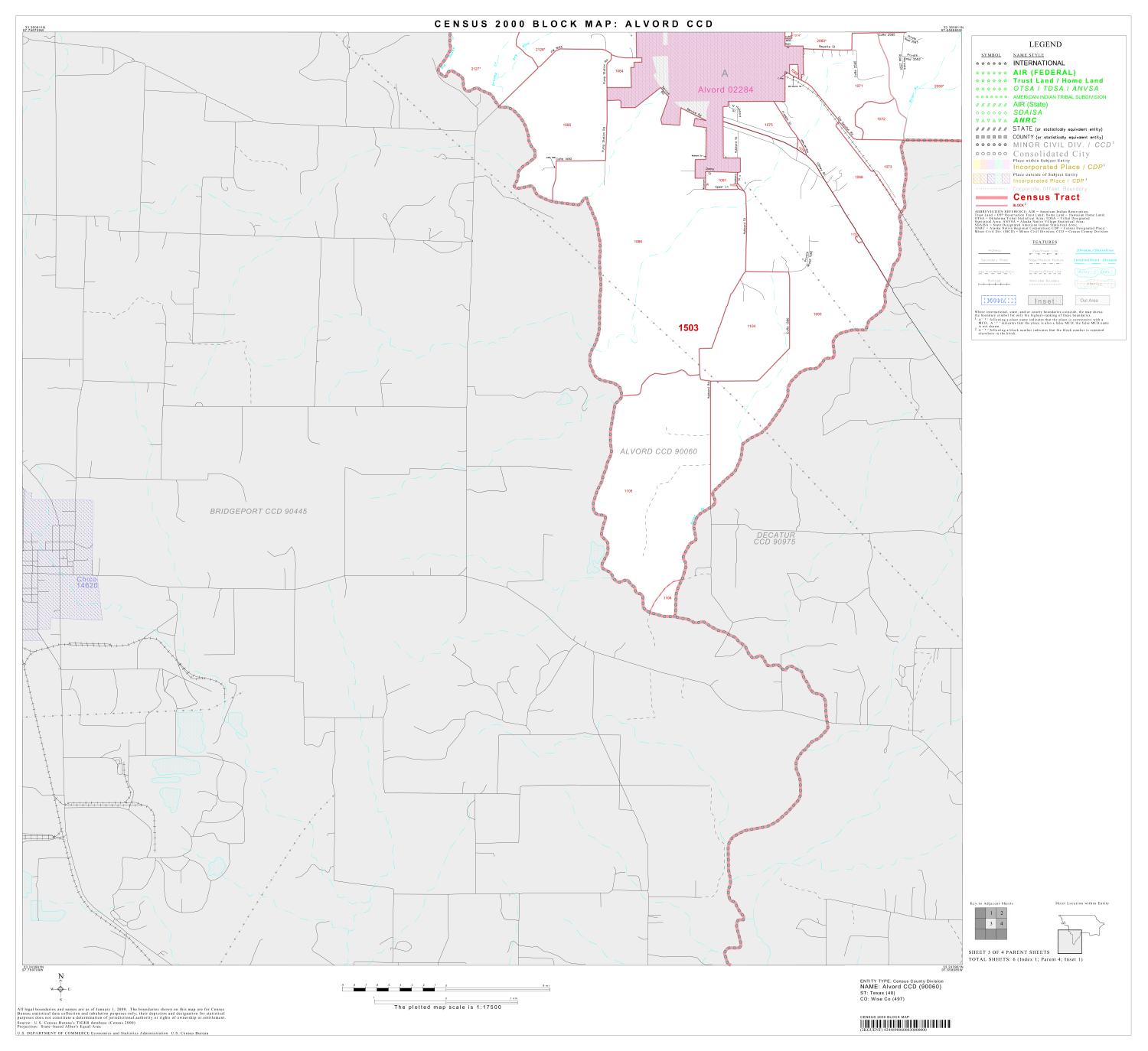 2000 Census County Subdivison Block Map Alvord CCD, Texas, Block 3