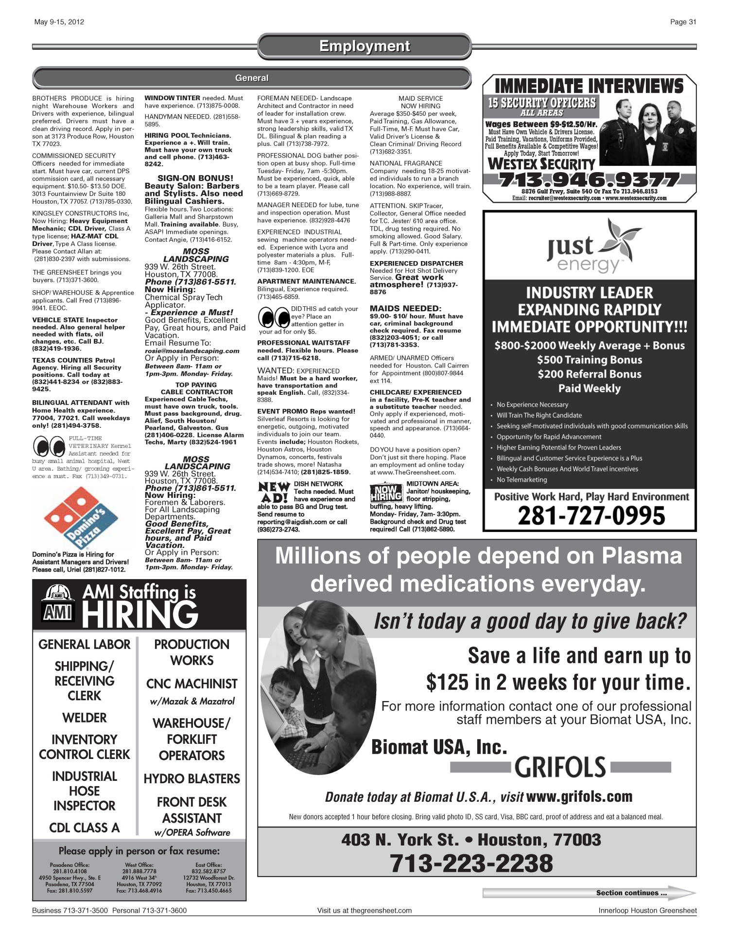 The Greensheet (Houston, Tex.), Vol. 43, No. 172, Ed. 1 Wednesday, May
