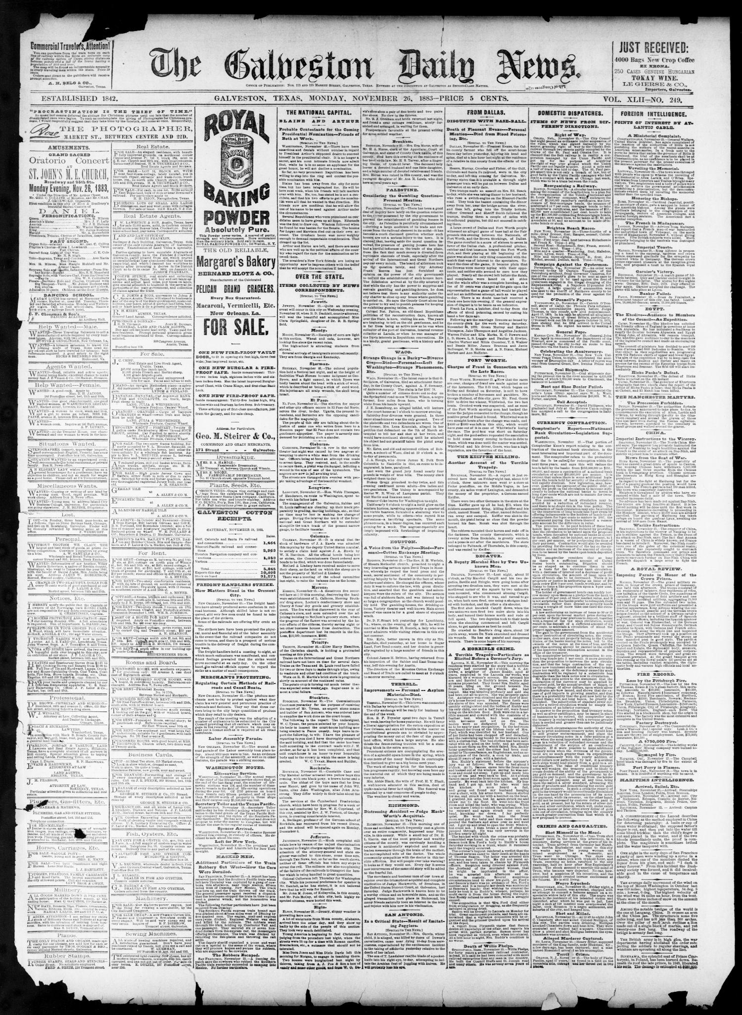 The Galveston Daily News. (Galveston, Tex.), Vol. 42, No. 249, Ed. 1(03)