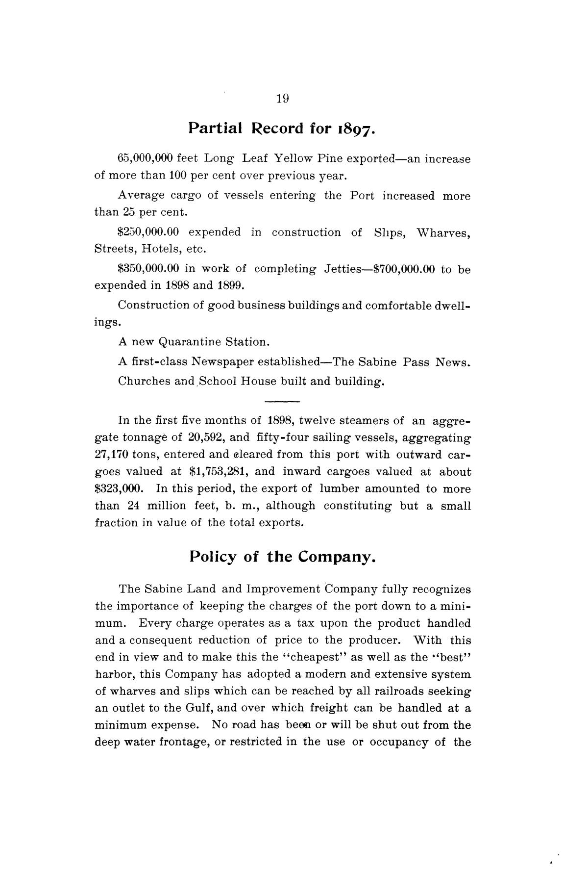 Sabine Pass, Texas A Few Facts concerning the Harbor and Town Page 19 The Portal to Texas