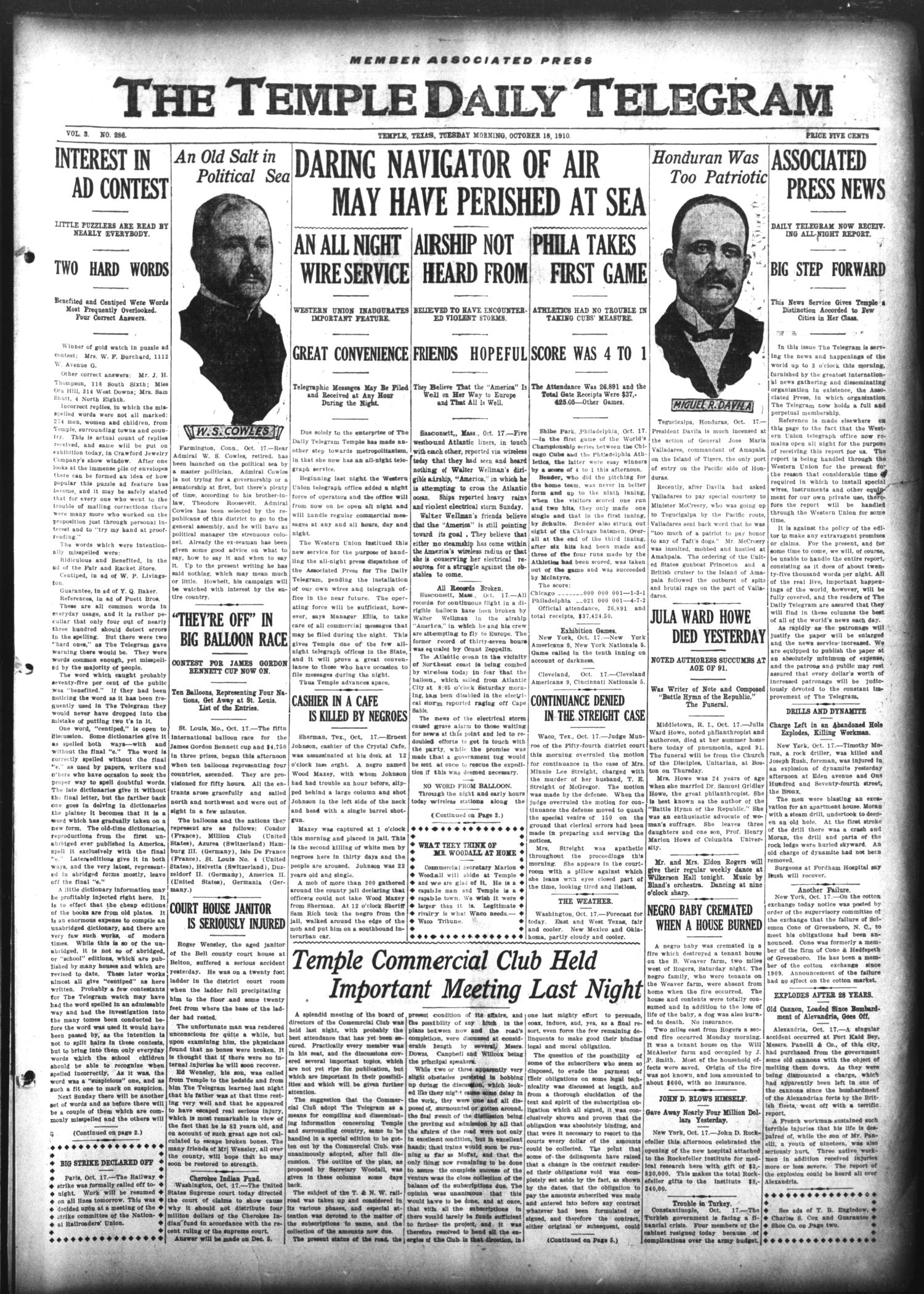 The Temple Daily Telegram (Temple, Tex.), Vol. 3, No. 286, Ed. 1