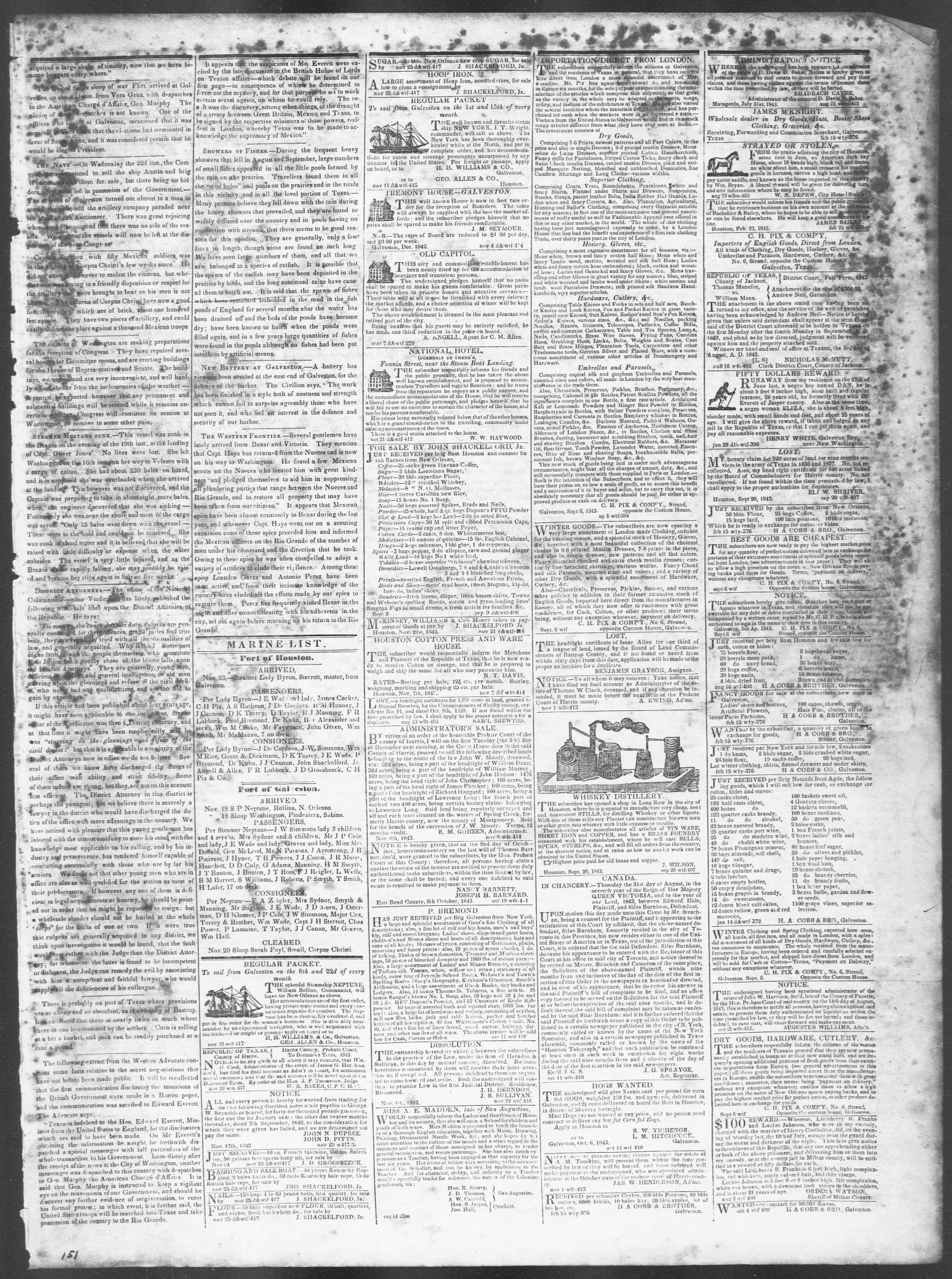Telegraph and Texas Register (Houston, Tex.), Vol. 8, No. 50, Ed. 1