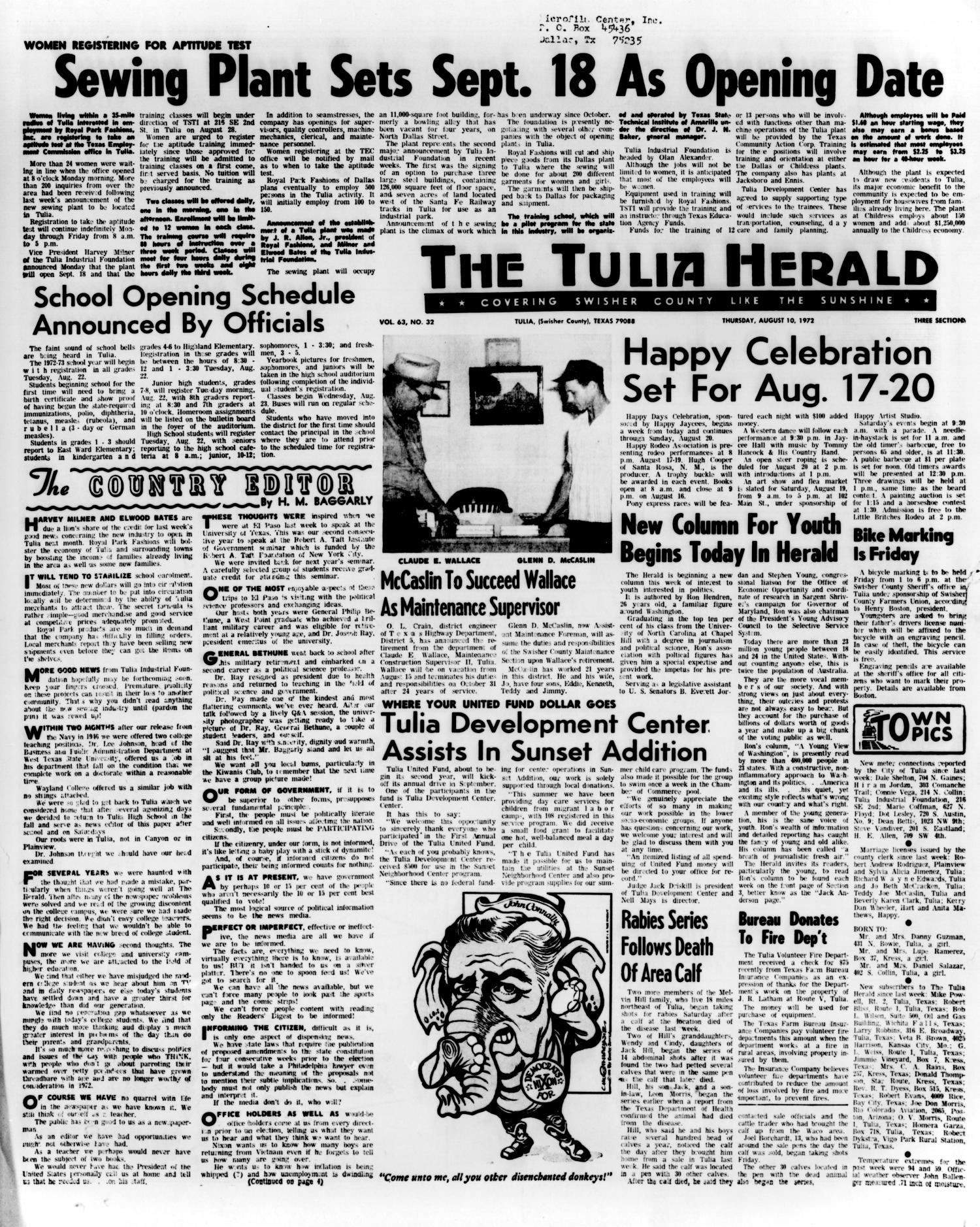 The Tulia Herald (Tulia, Tex.), Vol. 63, No. 32, Ed. 1