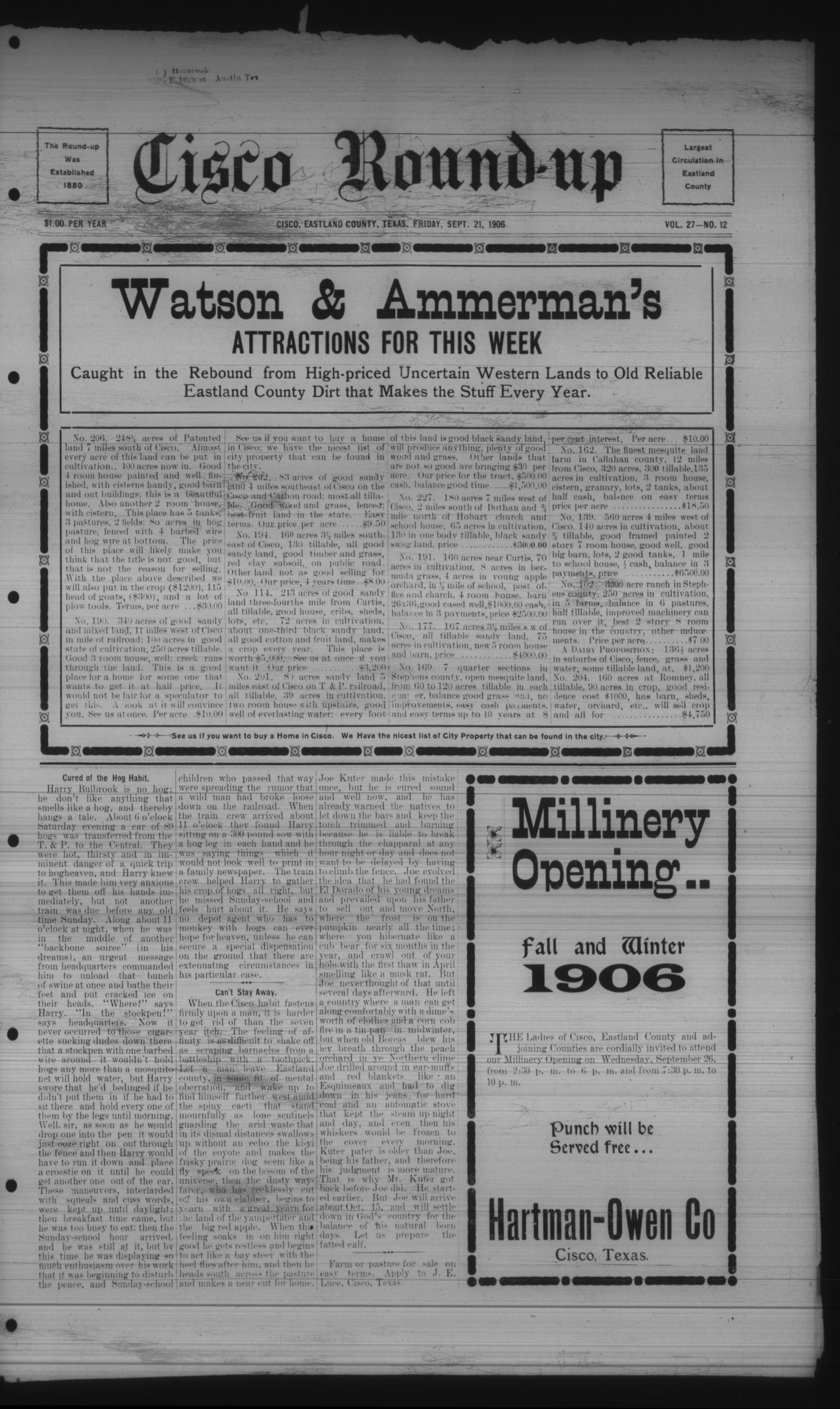 Cisco Roundup (Cisco, Tex.), Vol. 27, No. 12, Ed. 1 Friday, September