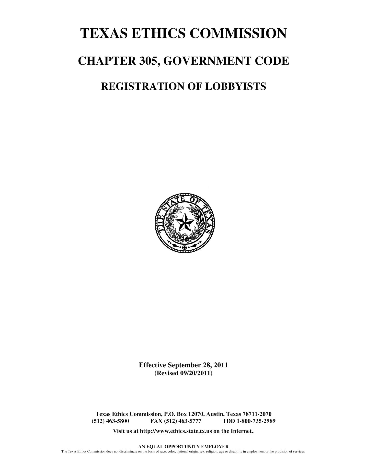 Chapter 305, Government Code Registration of Lobbyists The Portal to