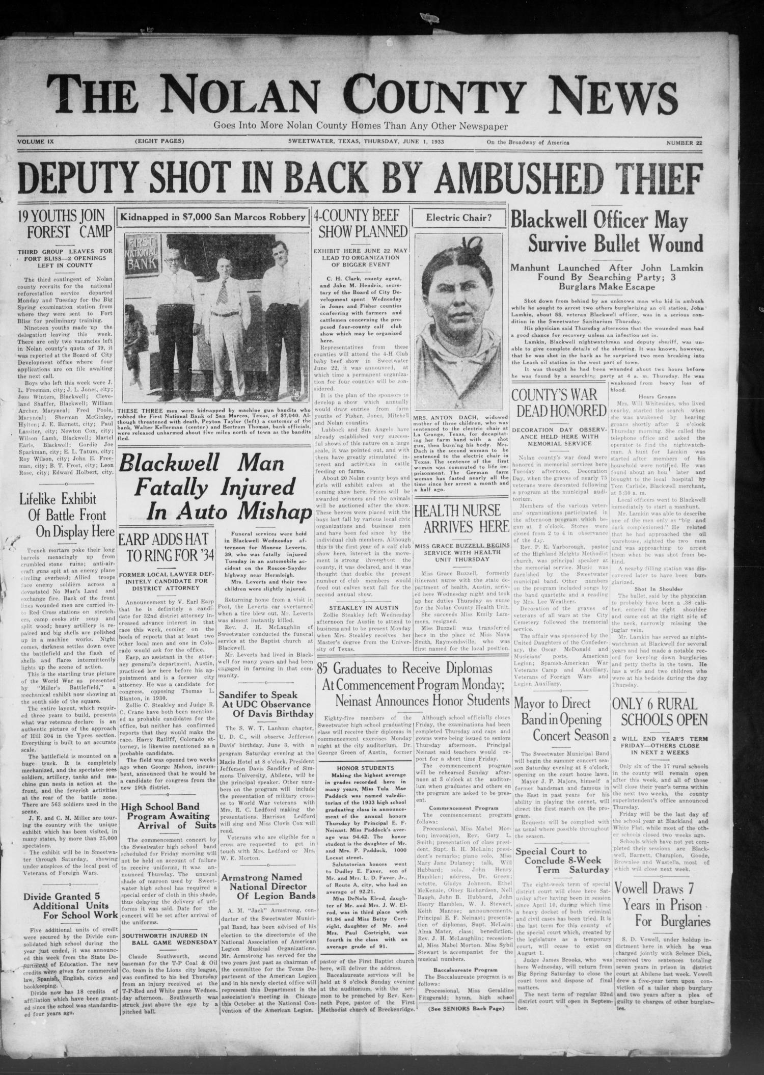 The Nolan County News (Sweetwater, Tex.), Vol. 9, No. 22, Ed. 1