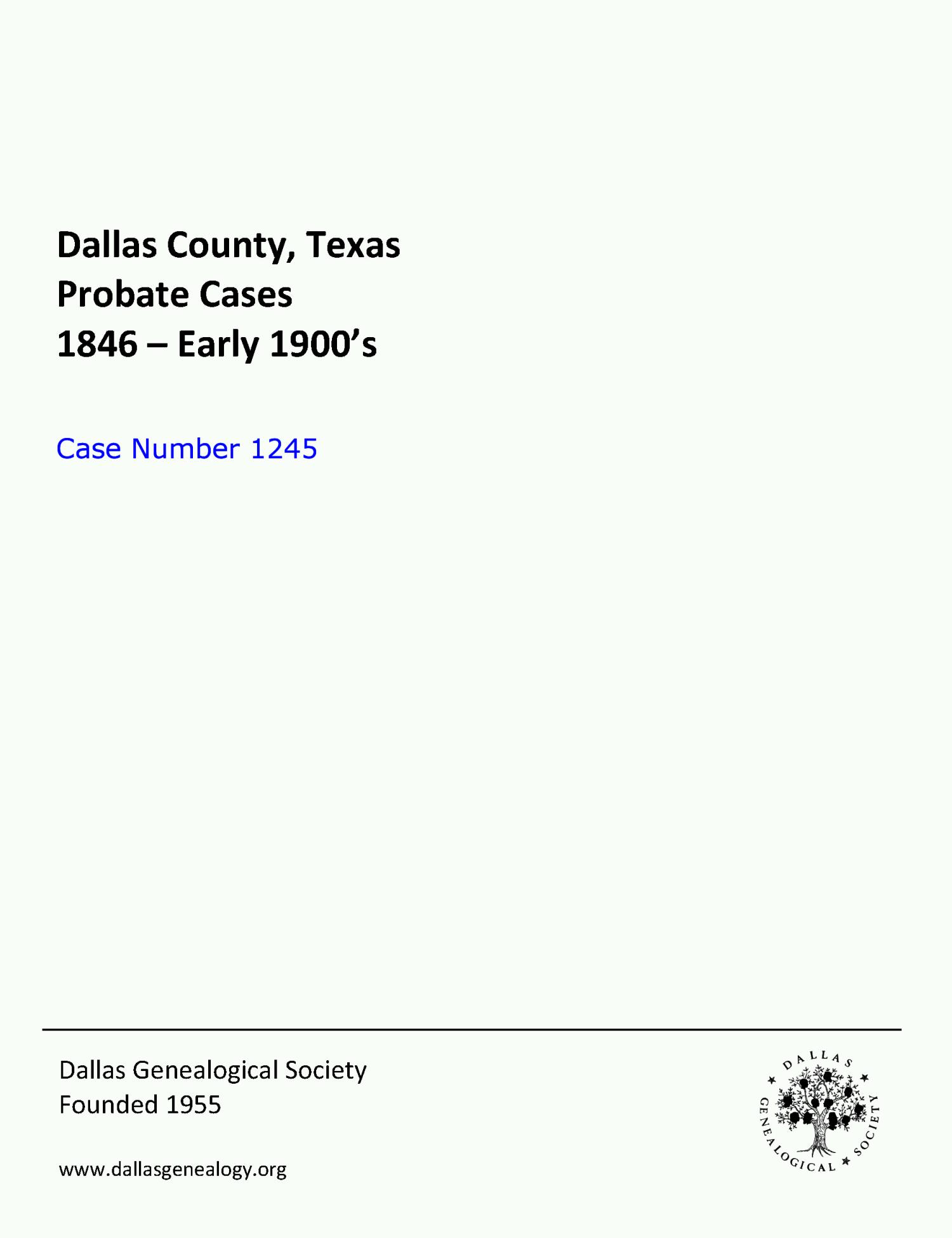 Dallas County Probate Case 1245 Jackson, Maud (Deceased) The Portal