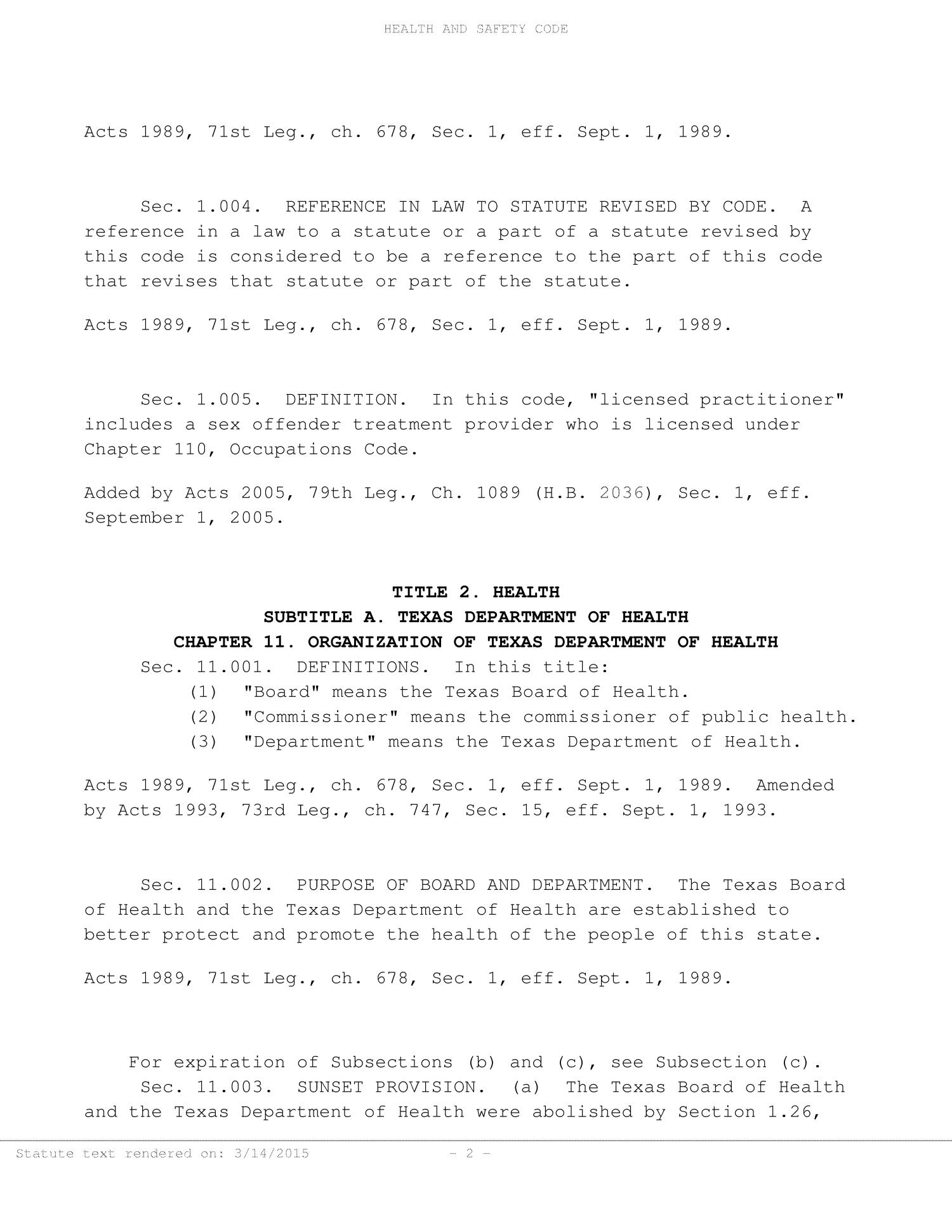 Health and Safety Code Page 2 of 4,491 The Portal to Texas History