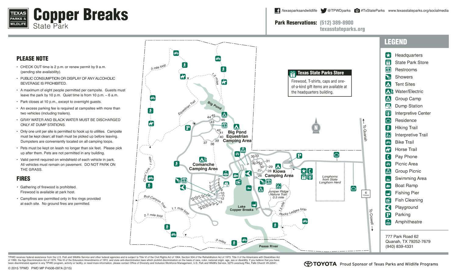 Copper Breaks State Park Map