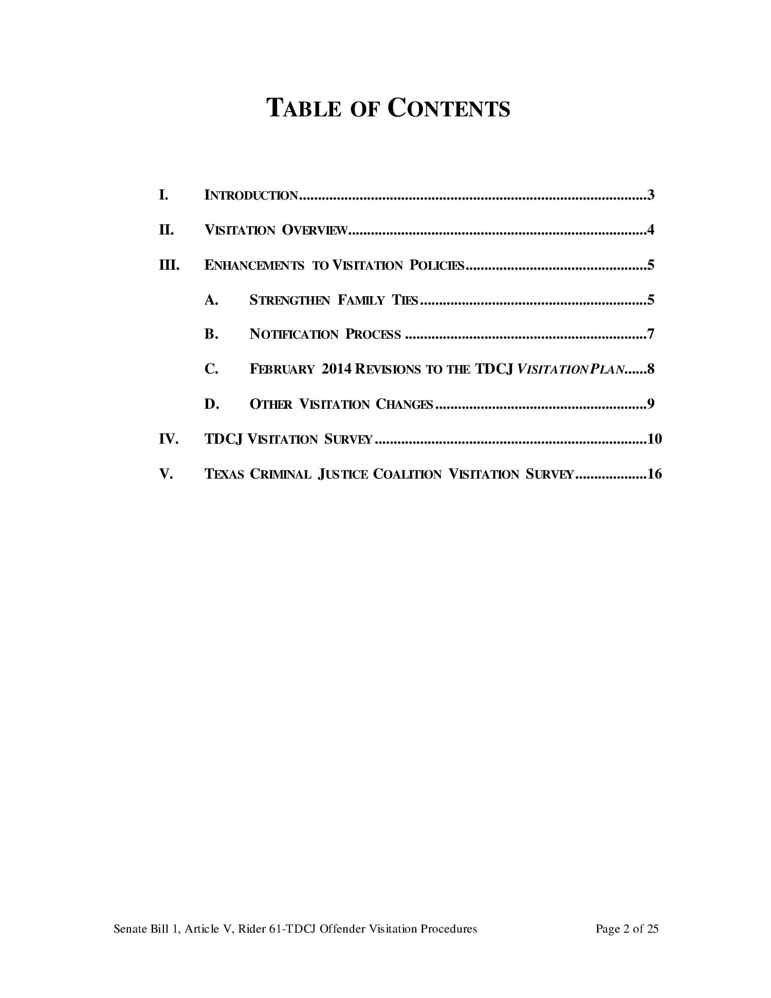 Study of the TDCJ Offender Visitation Policies Page 2 The Portal to