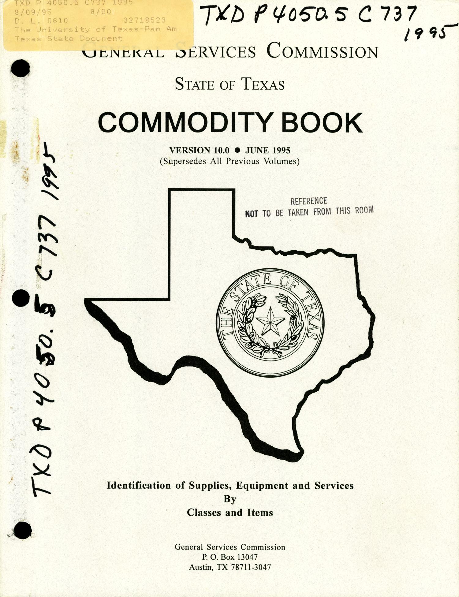 Commodity Book Identification of Supplies, Equipment and Services By