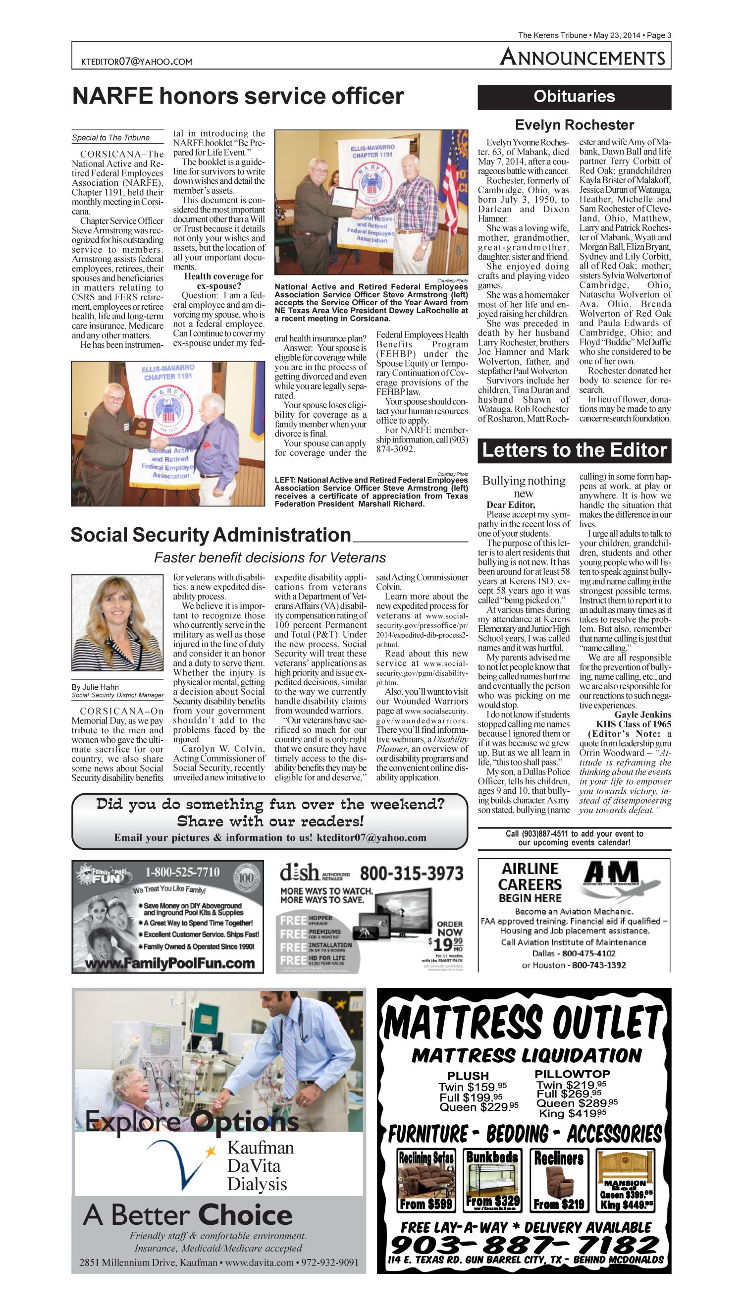 The Kerens Tribune (Kerens, Tex.), Vol. 122, No. 20, Ed. 1 Friday, May