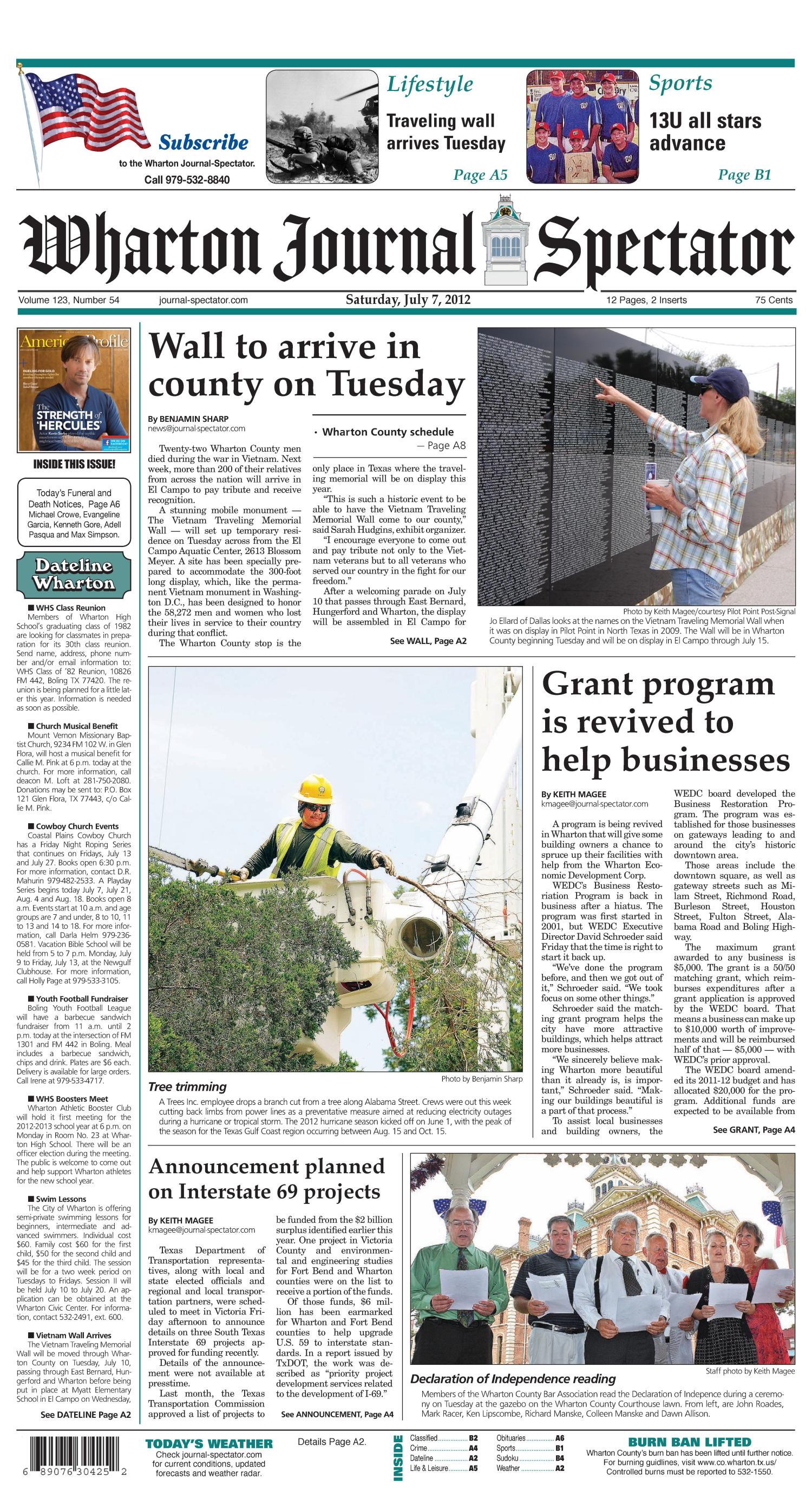 Wharton JournalSpectator (Wharton, Tex.), Vol. 123, No. 54, Ed. 1