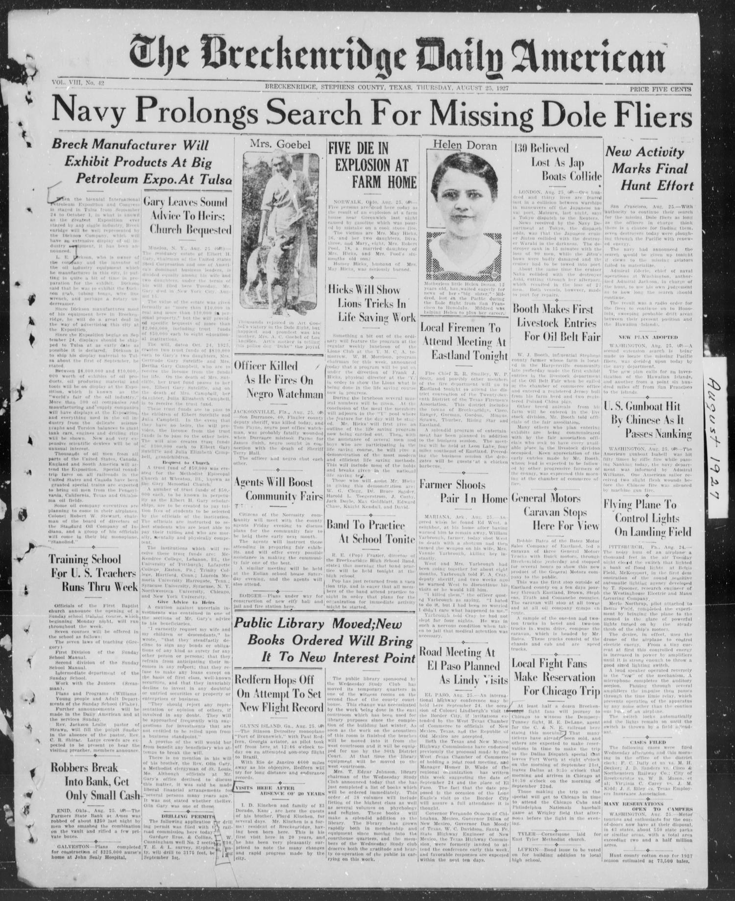 The Breckenridge Daily American (Breckenridge, Tex.), Vol. 8, No. 42