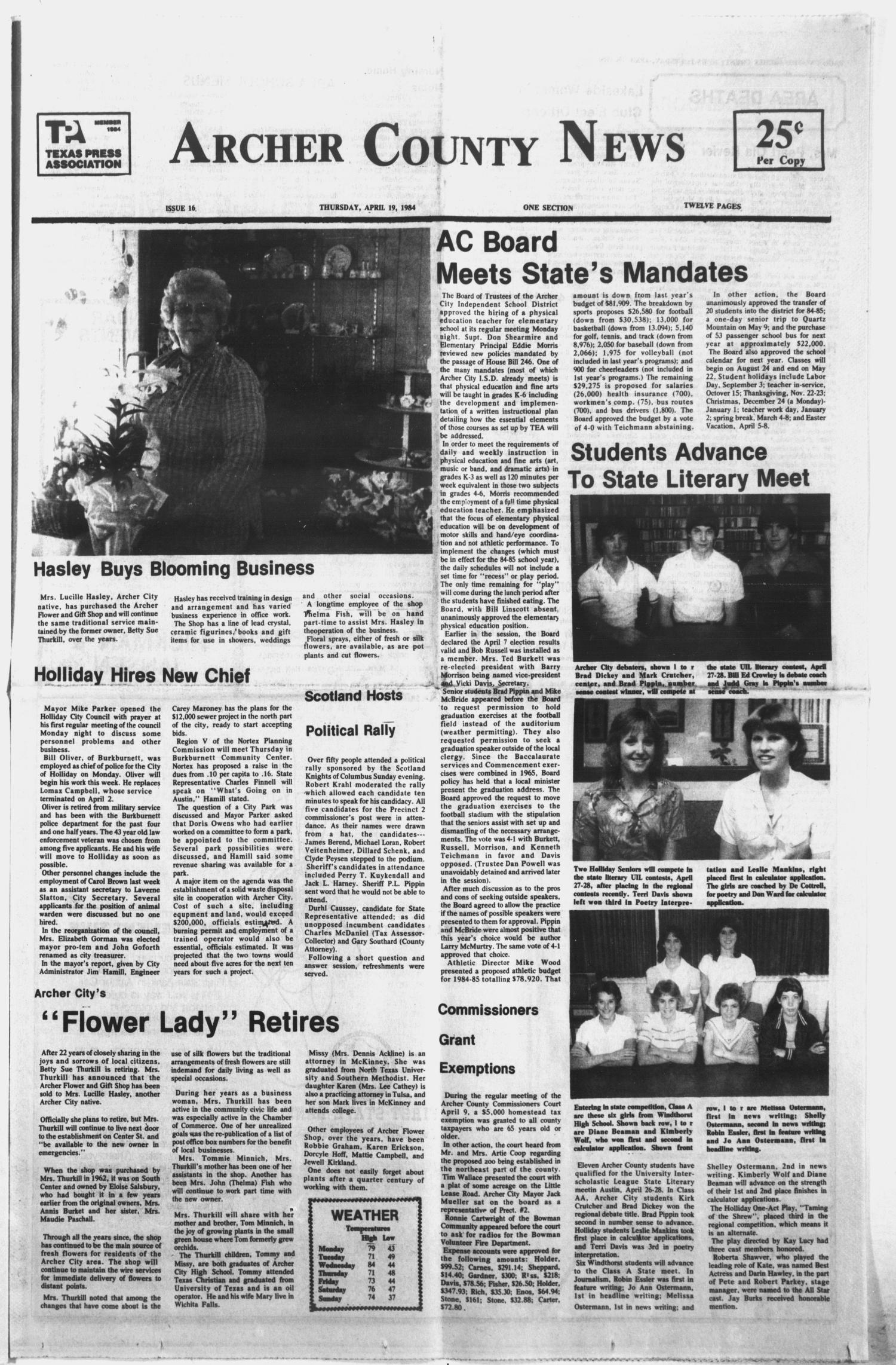 Archer County News (Archer City, Tex.), No. 16, Ed. 1 Thursday, April(02)