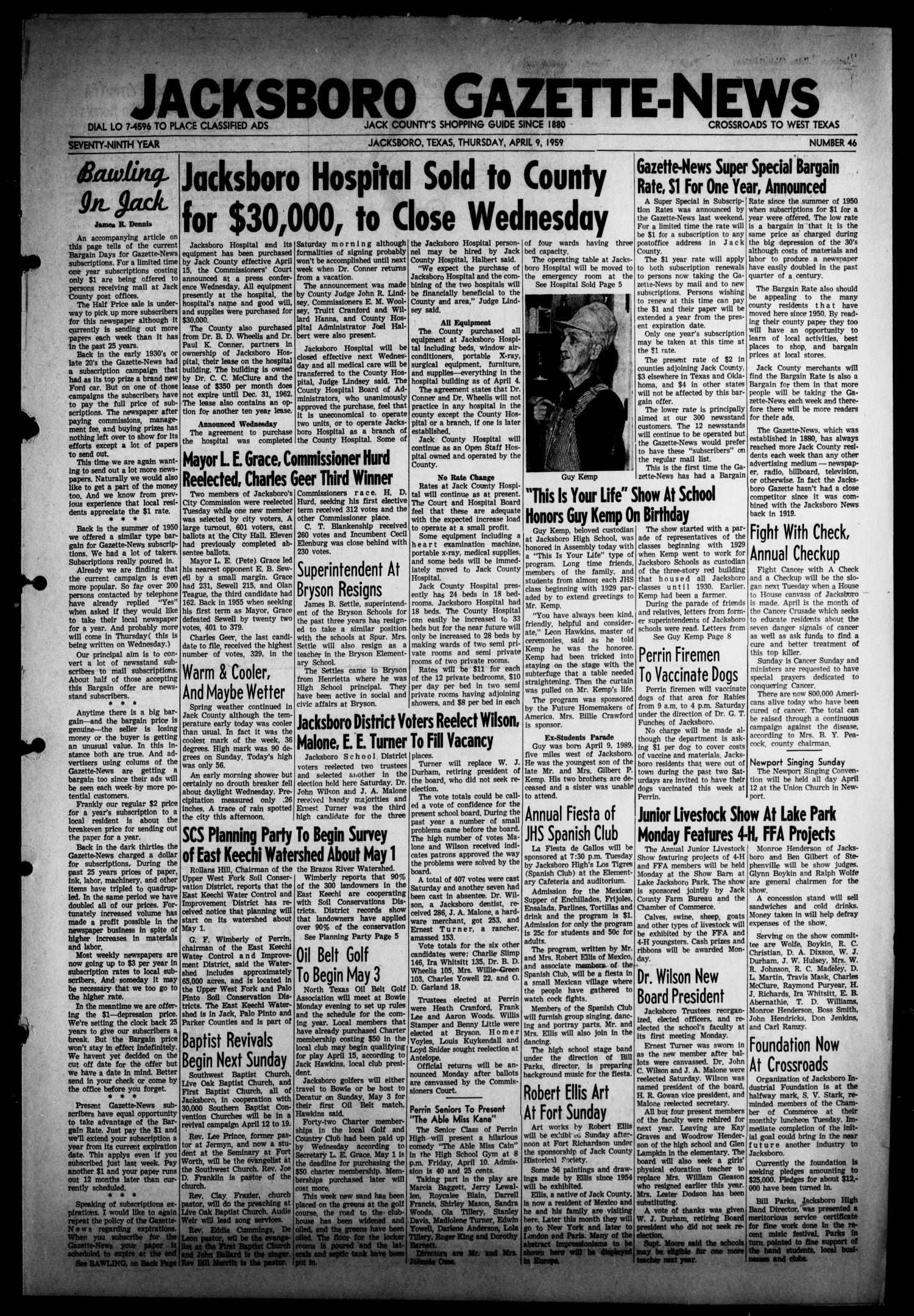 Jacksboro GazetteNews (Jacksboro, Tex.), Vol. 79, No. 46, Ed. 1