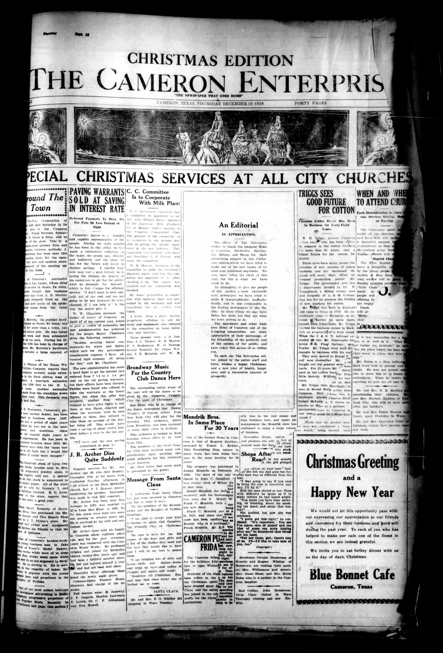 The Cameron Enterprise (Cameron, Tex.), Ed. 1 Thursday, December 20