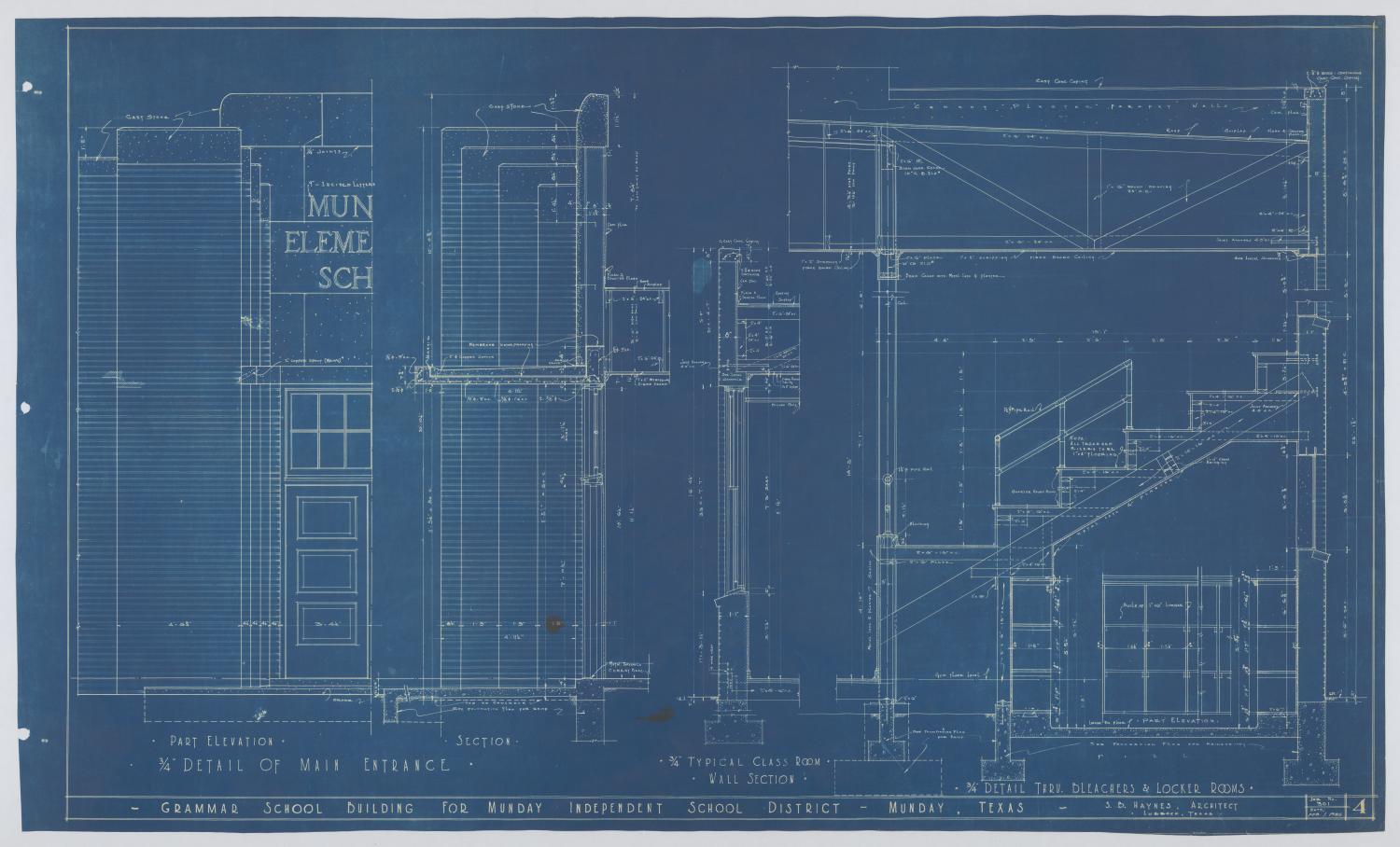 Grammar School Building, Munday, Texas Details and Sections The