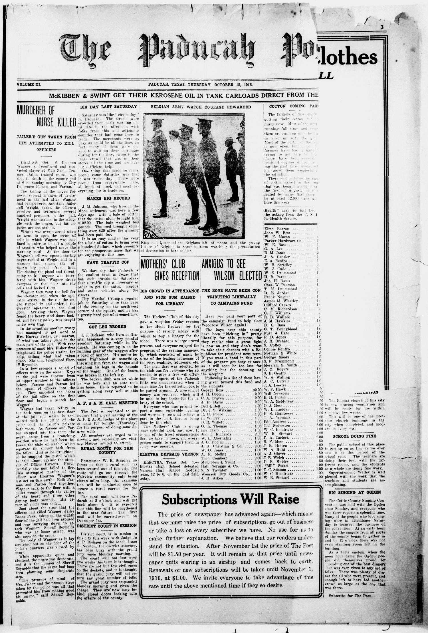 The Paducah Post (Paducah, Tex.), Vol. 11, No. 22, Ed. 1 Thursday
