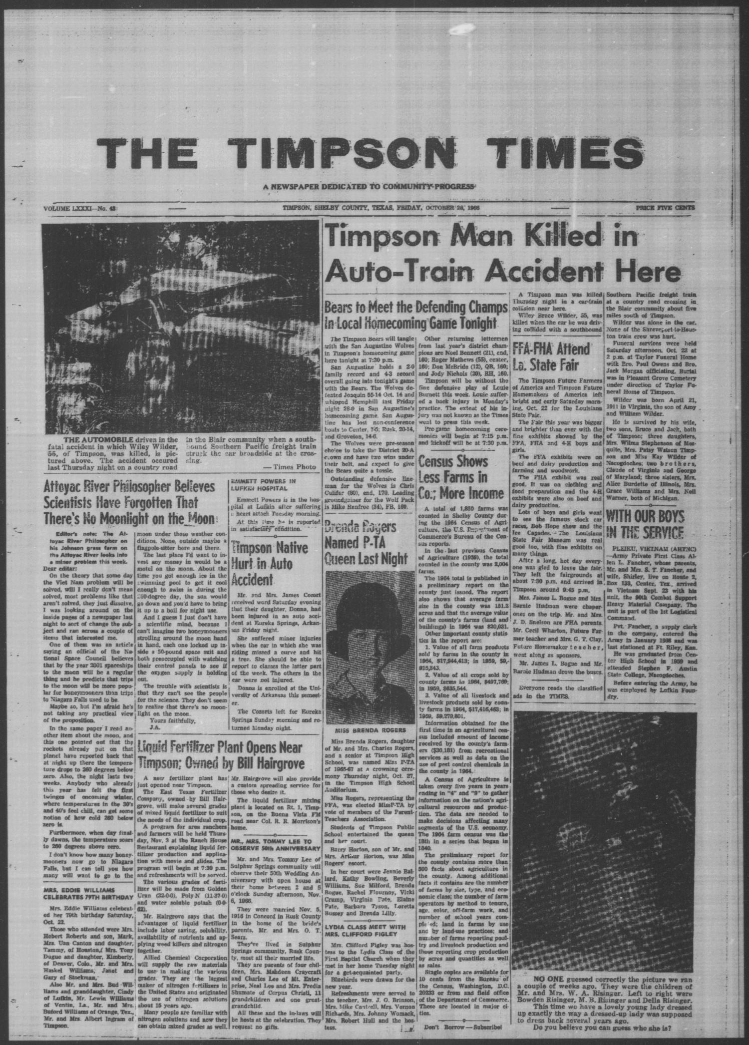 The Timpson Times (Timpson, Tex.), Vol. 81, No. 43, Ed. 1 Friday