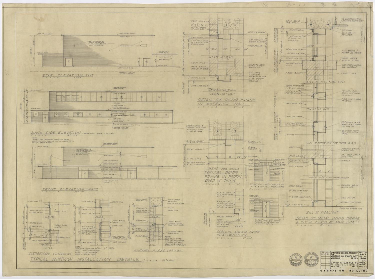 Winters School Project, Winters, Texas Elevations and Details The Portal to Texas History