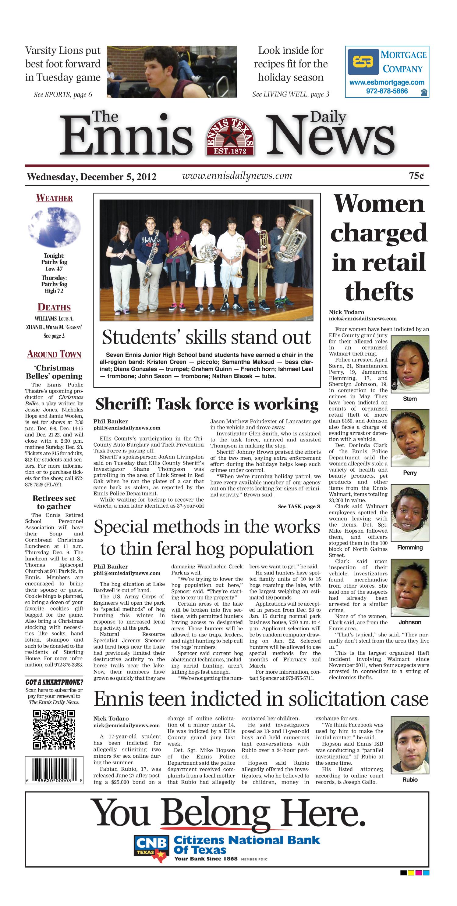 The Ennis Daily News (Ennis, Tex.), Ed. 1 Wednesday, December 5, 2012