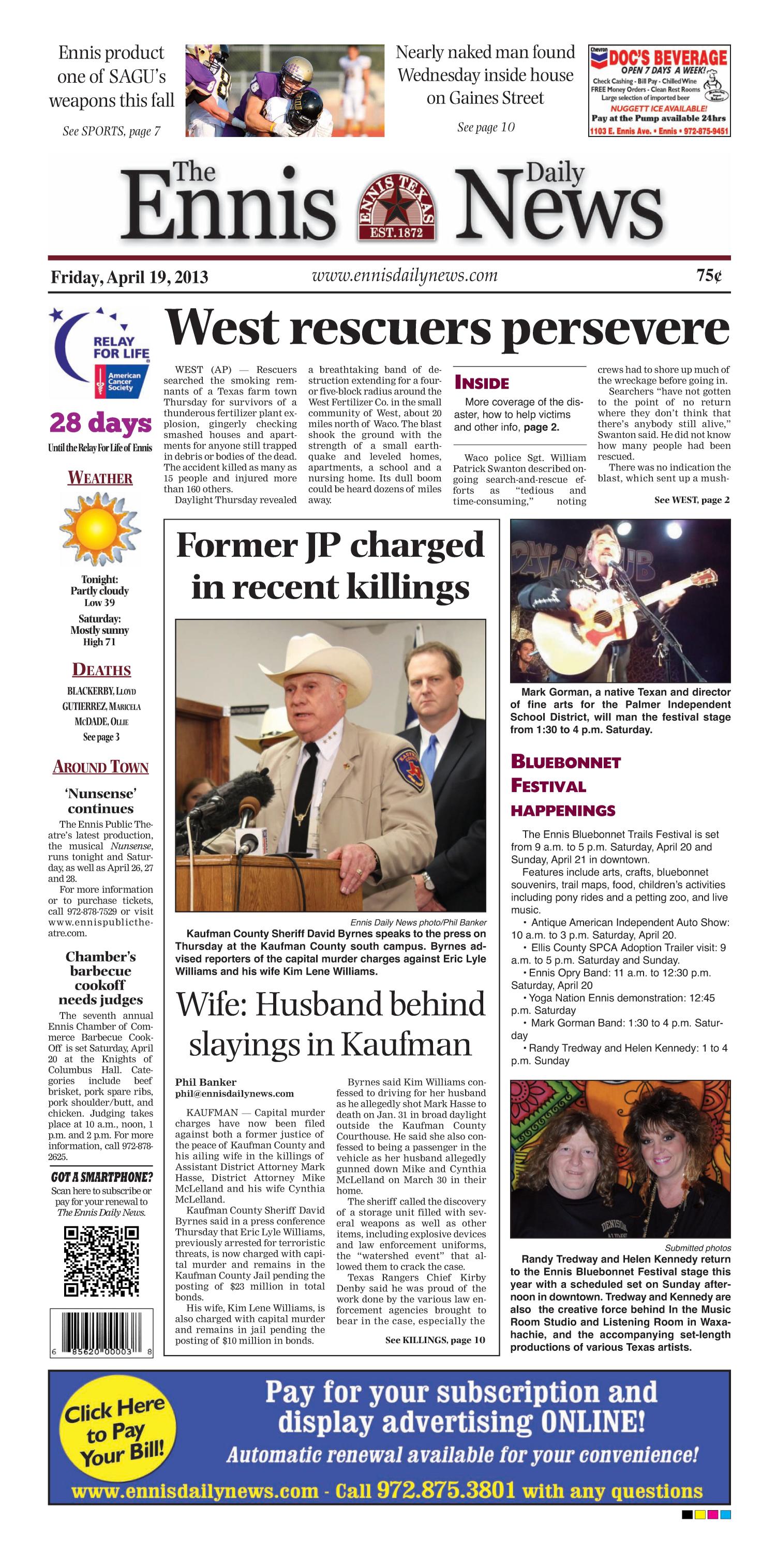 The Ennis Daily News (Ennis, Tex.), Ed. 1 Friday, April 19, 2013 The