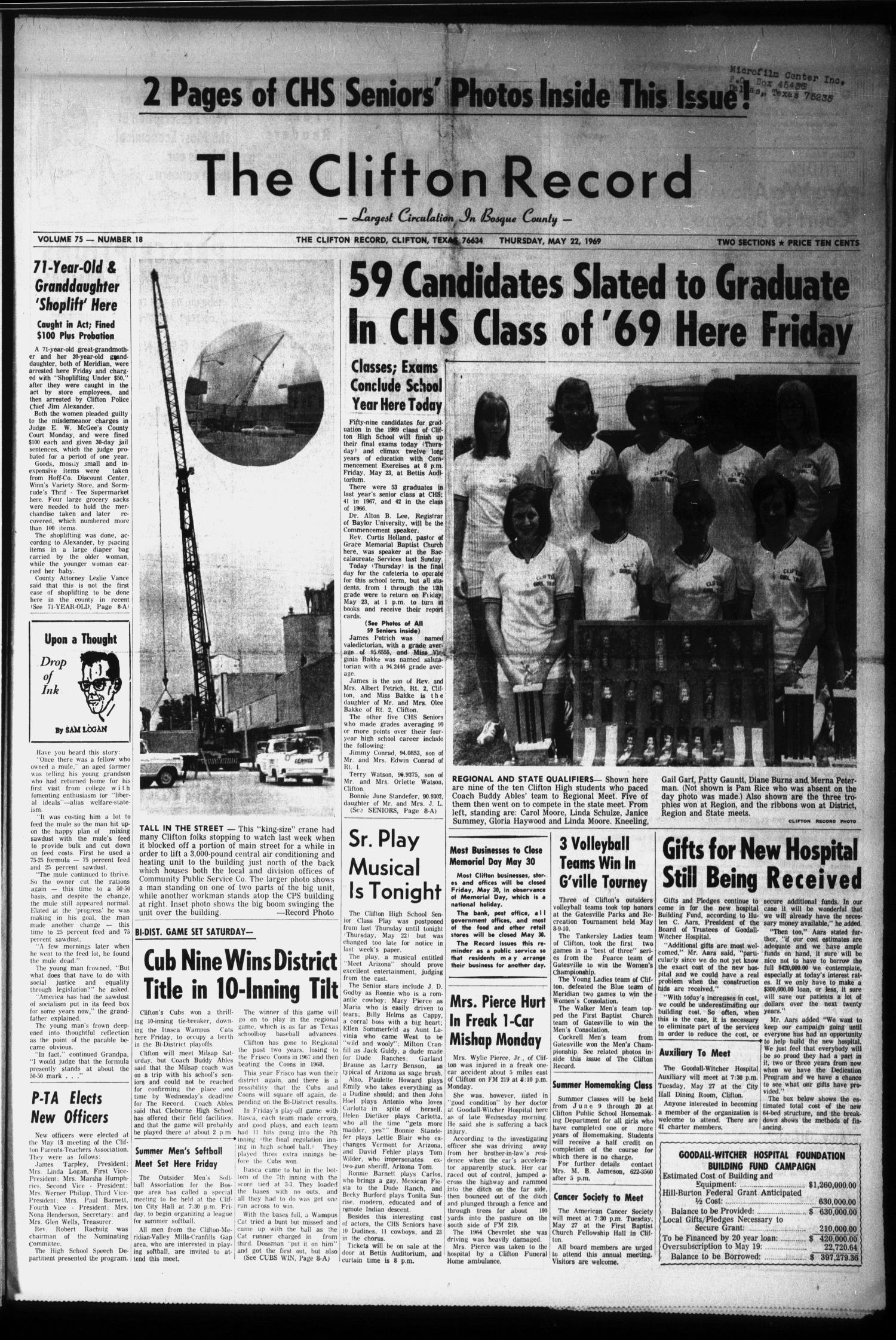 The Clifton Record (Clifton, Tex.), Vol. 75, No. 18, Ed. 1 Thursday