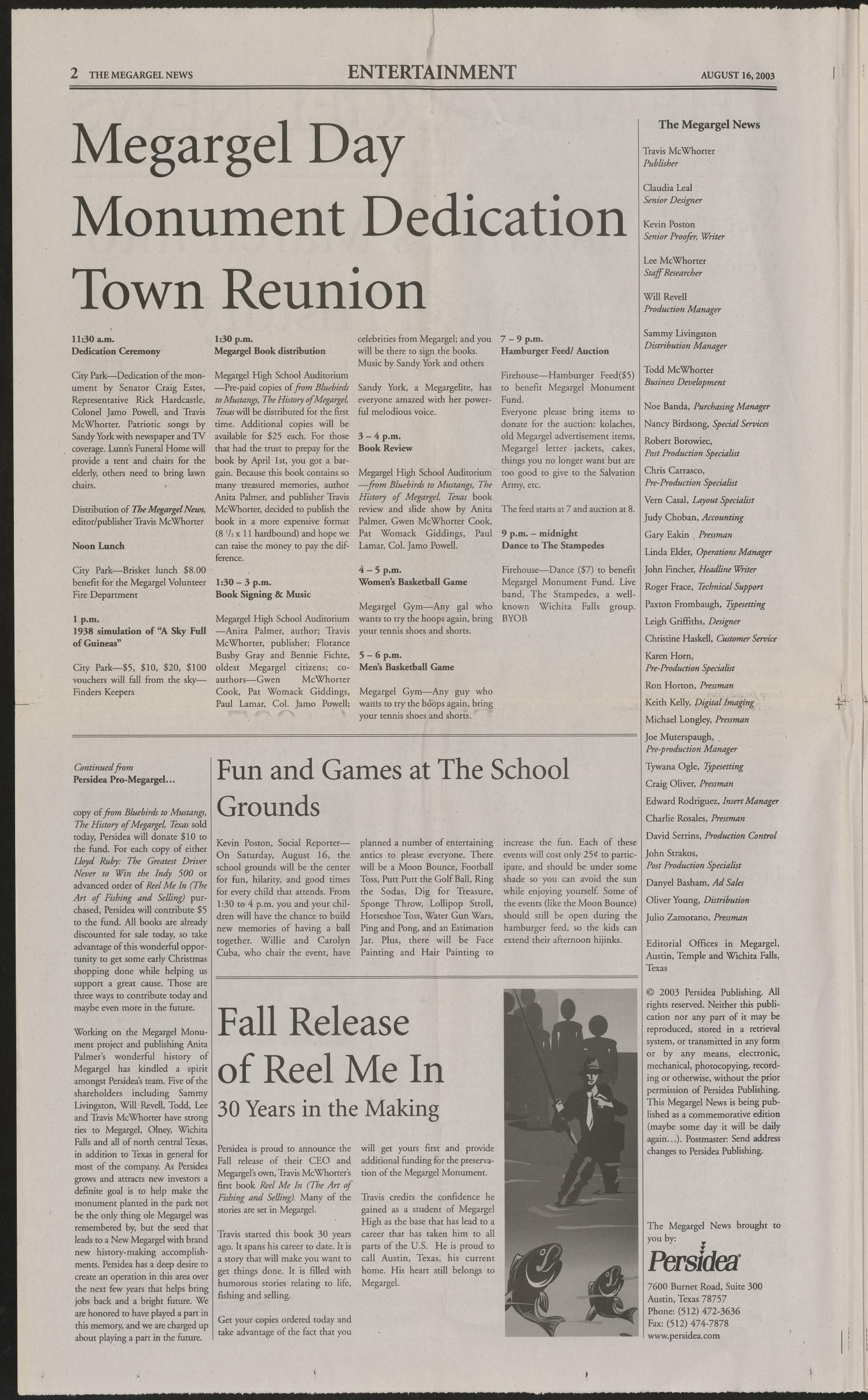 The Megargel News (Megargel, Tex.), Ed. 1 Saturday, August 16, 2003