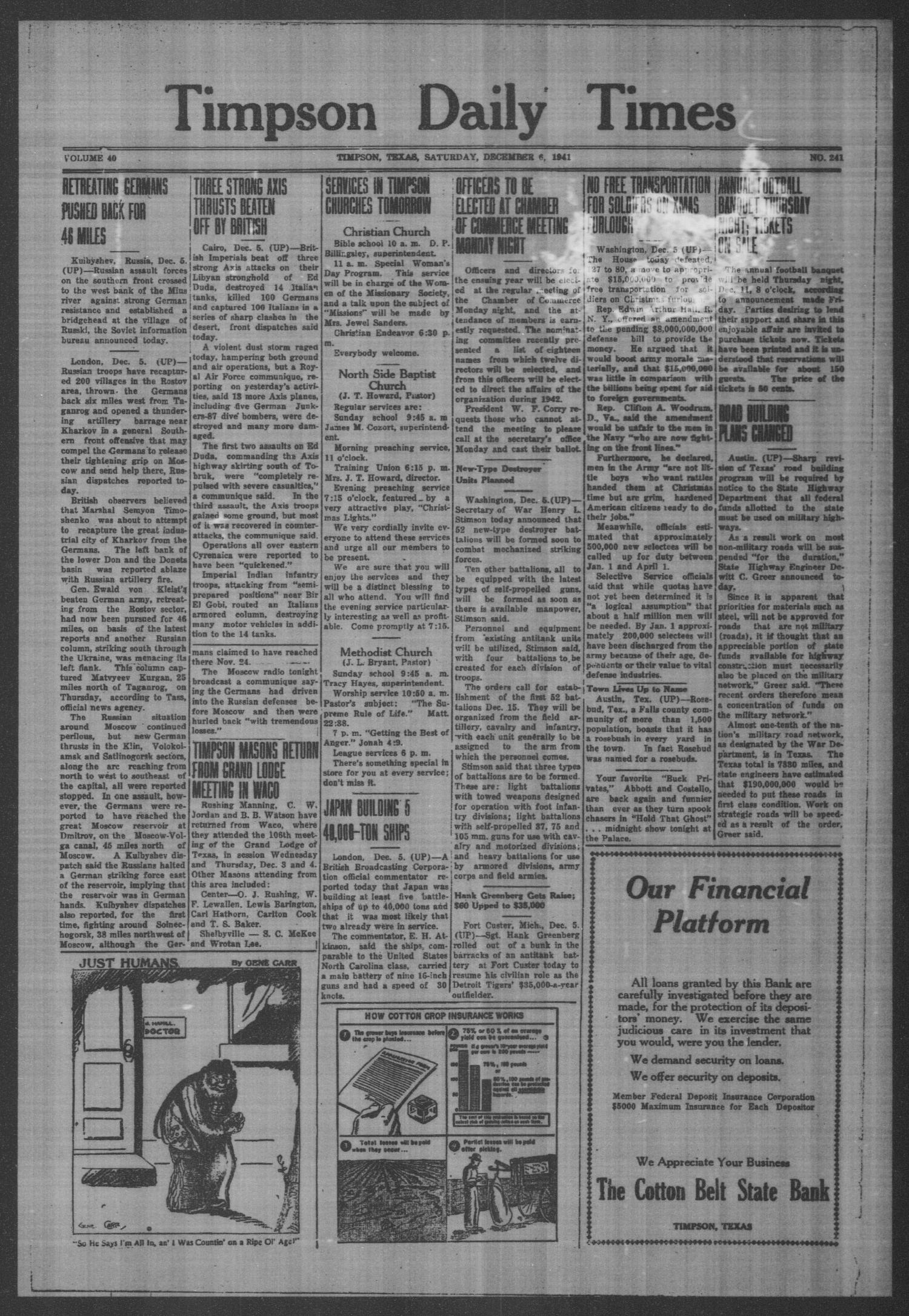 Timpson Daily Times (Timpson, Tex.), Vol. 40, No. 241, Ed. 1 Saturday