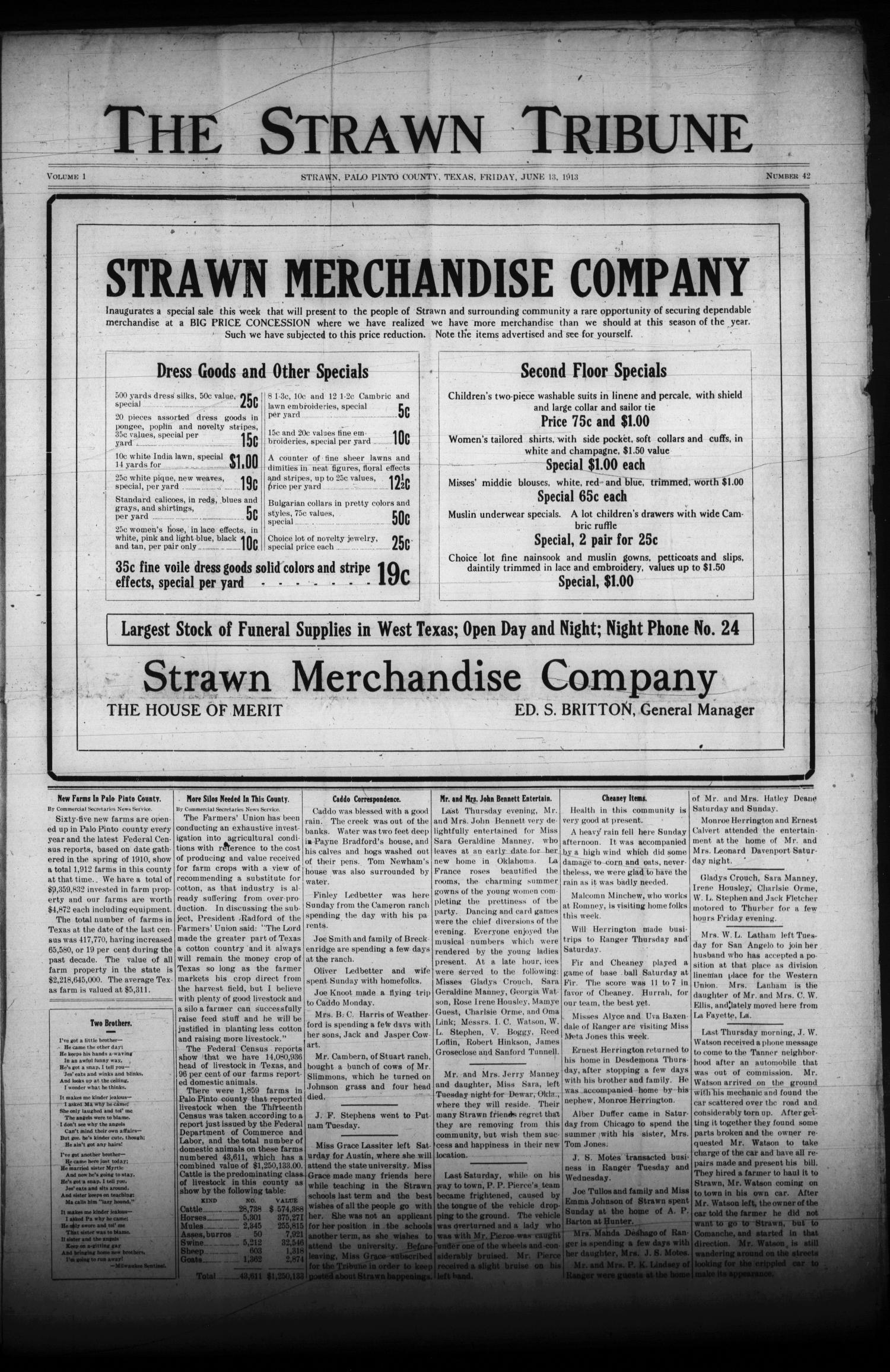 The Strawn Tribune (Strawn, Tex.), Vol. 1, No. 42, Ed. 1 Friday, June