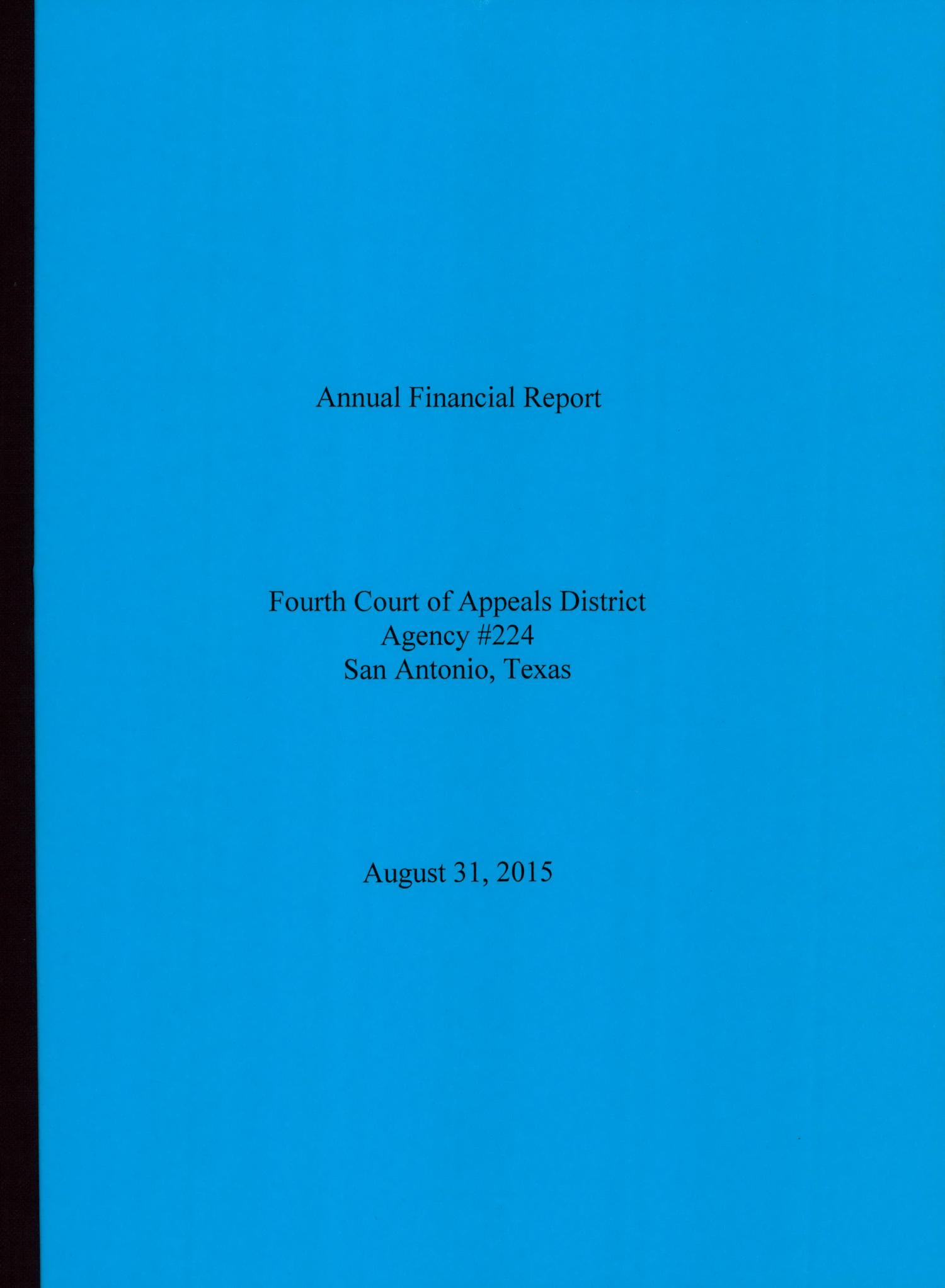 Texas Fourth Court of Appeals Annual Financial Report 2015 The