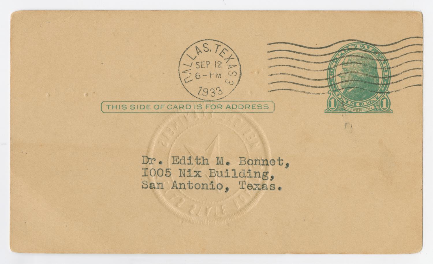 [Texas State Board of Medical Examiners Certificate Card] The Portal