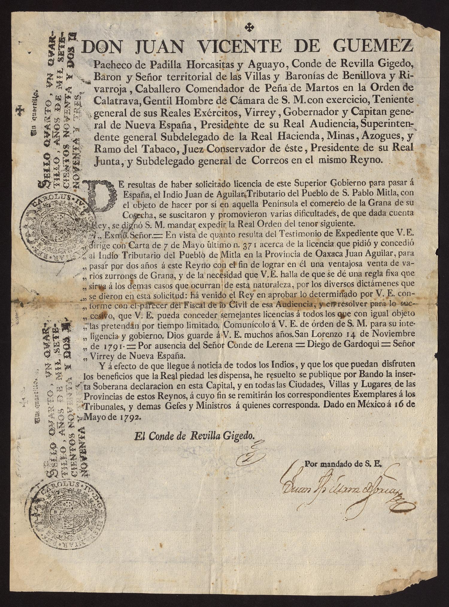 [Printed Decree from the Viceroy] The Portal to Texas History