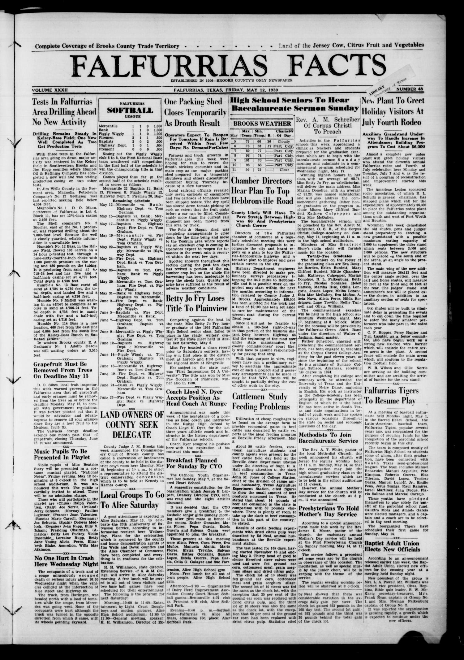 Falfurrias Facts (Falfurrias, Tex.), Vol. 32, No. 48, Ed. 1 Friday, May